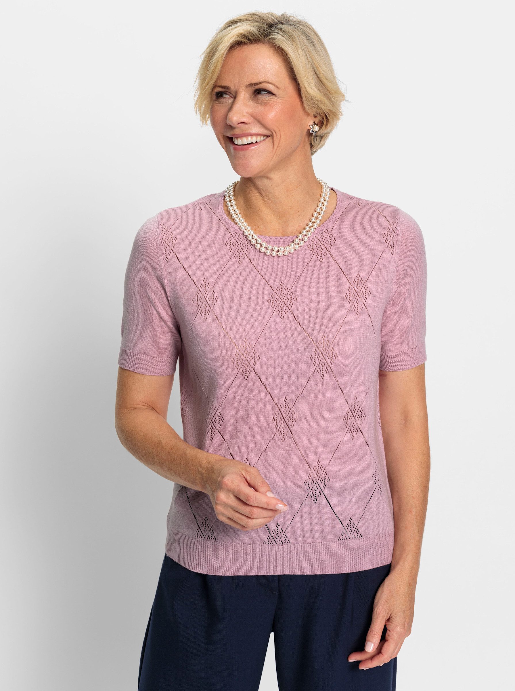 Witt Strickpullover Pullover Kurzarm Ajourstrick