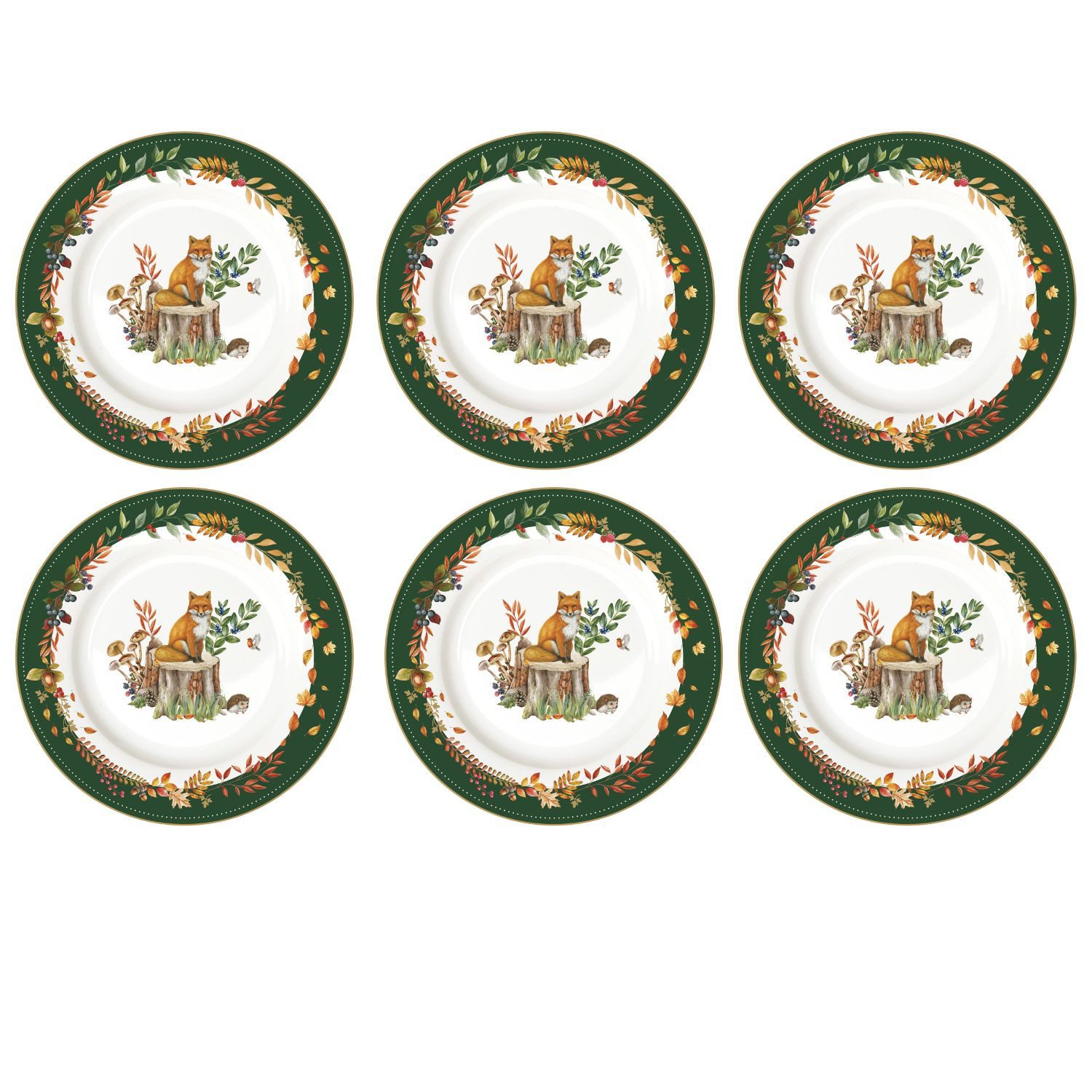 EasyLife Kuchenteller Forest Dream, Spülmaschinengeeignet, Mehrfarbig, Motiv: Fuchs, Höhe: cm