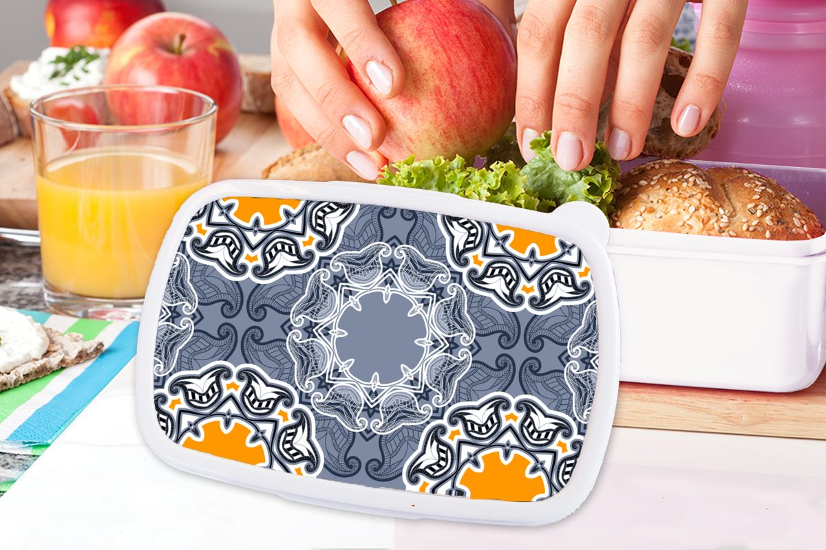 und Mädchen (2-tlg), und Brotbox Abstrakt weiß Design, - Kinder - Lunchbox Jungs Brotdose, Erwachsene, - für MuchoWow für Kunststoff, Blumen Winter