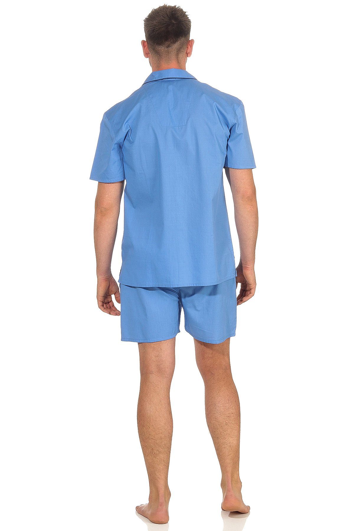 Normann Pyjama Herren Shorty Pyjama kurzarm gewebt mit durchknöpfbarem Oberteil – Bild 3 von 3