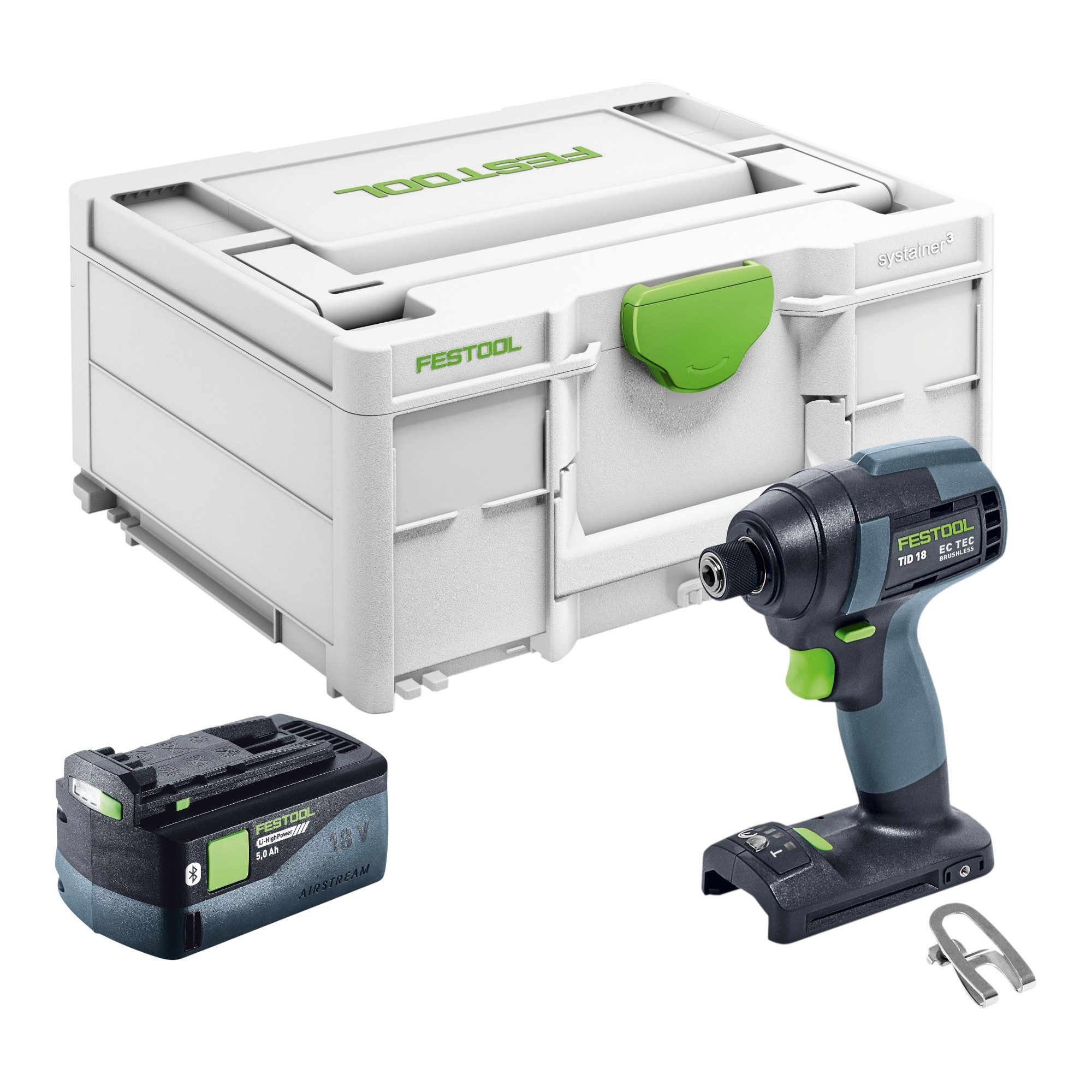 FESTOOL Akku-Schlagschrauber TID 18-Basic Akku Schlagschrauber 18 V 180 Nm 1/4" + 1x Akku 5,0 Ah +