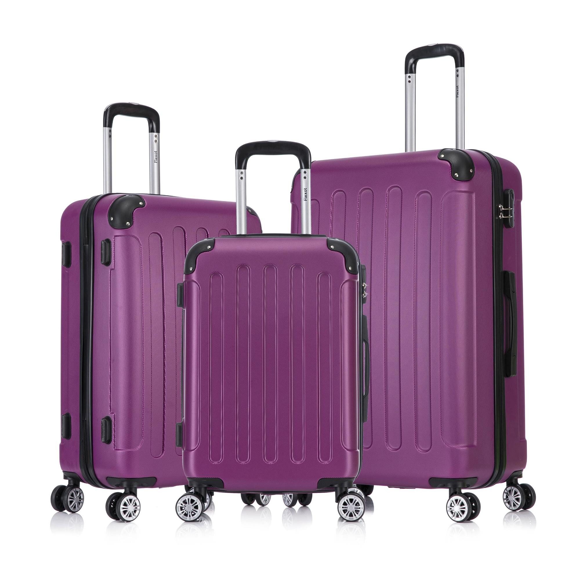 Flexot Hartschalen-Trolley F-2045 Kofferset, 360° Rollen, robuster Reisekoffer, Bordcase, 4 Rollen, Robuster und moderner Koffer mit vier 360° Rollen und Zahlenschloss