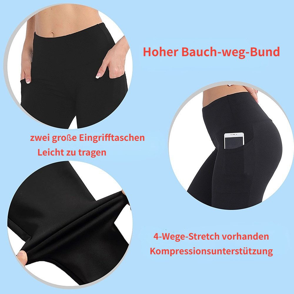 Blusmart Thermoleggings Fleece-Leggings für Herbst und Winter (Damen-Bauchstraffung mit hoher Taille, um warm zu bleiben, 1-tlg., Mit Doppeltaschen) Fitness-Trainings-Sport-Leggings