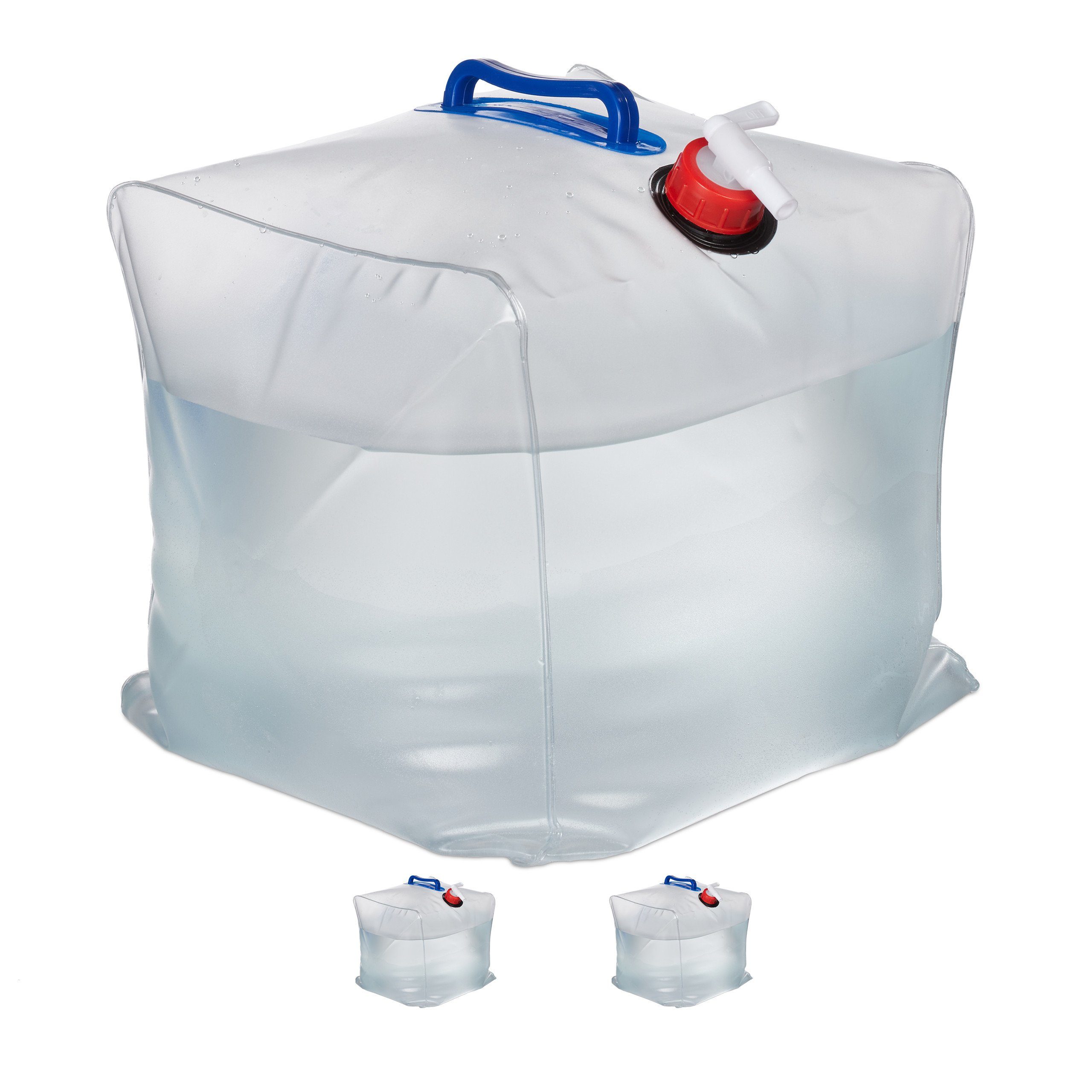 plasteo® 3er Stück Set: 30L Getränke- Wasserkanister Natur mit