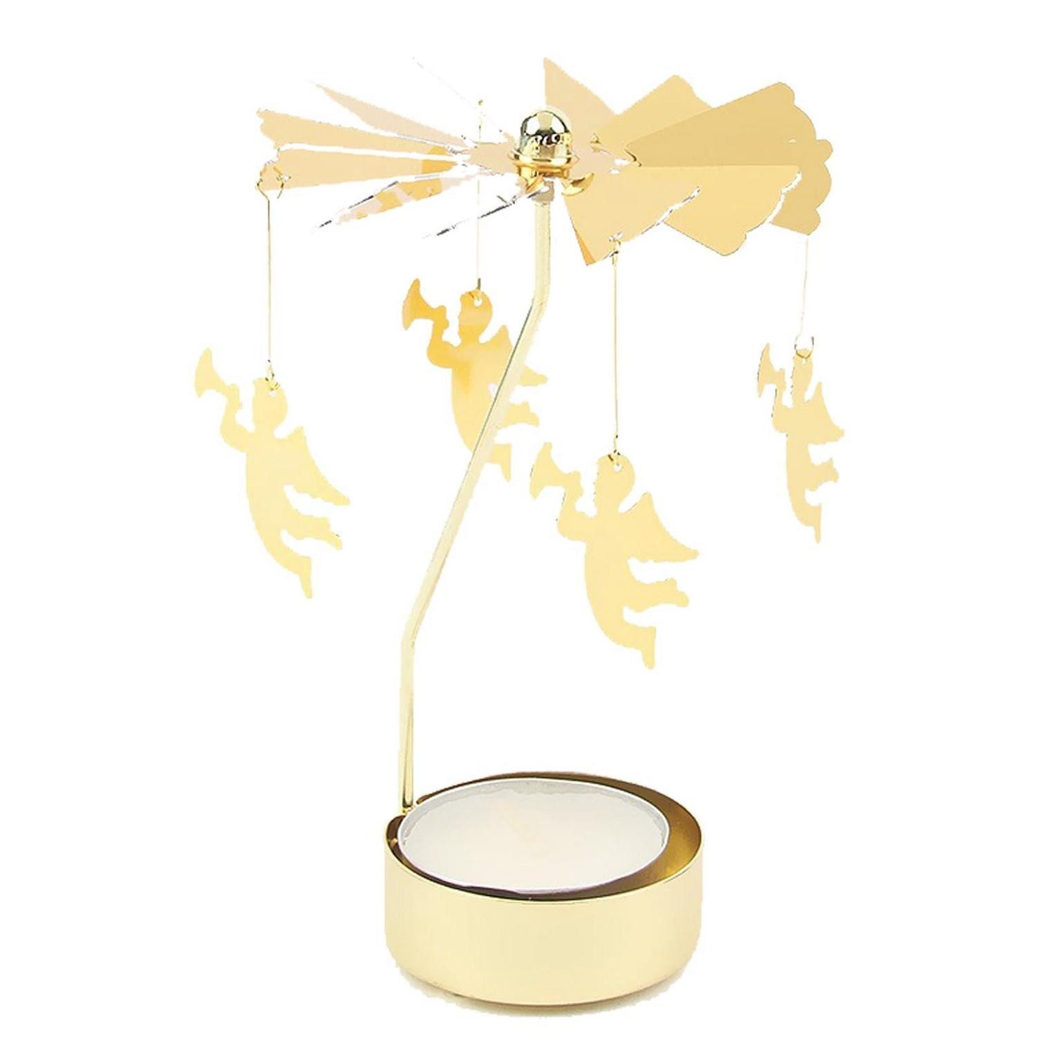 LuxusKollektion Teelichthalter Kerzenhalter Karussell Engel Gold (1 St)