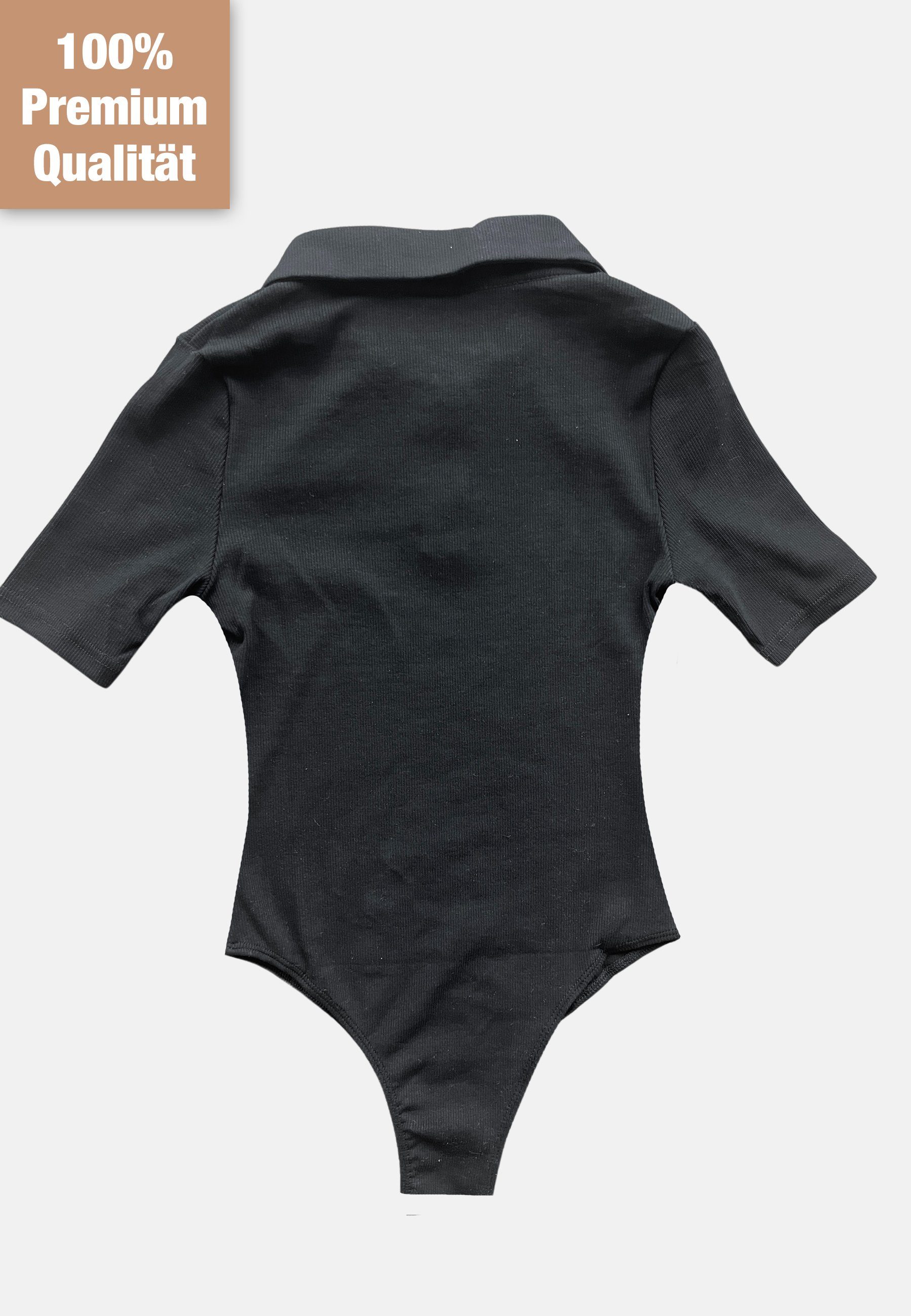 Schwarz #1 Kurzarm Shirt Druckknöpfen mit Premium Body Kurzarmbody Topseller