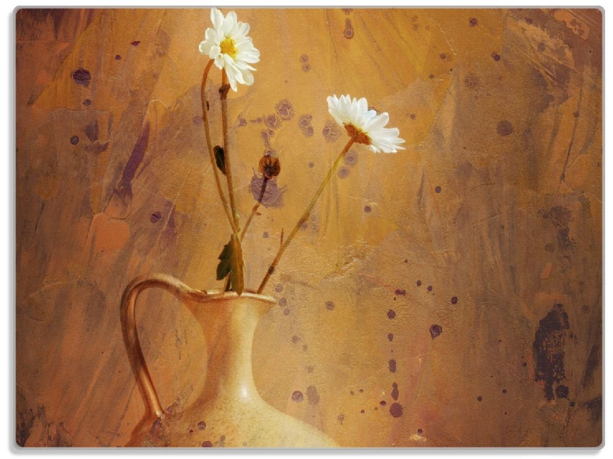 1-St), (inkl. Schneidebrett Blumen, mit 4mm, ESG-Sicherheitsglas, 30x40cm Wallario rutschfester Gummifüße Antike Vase
