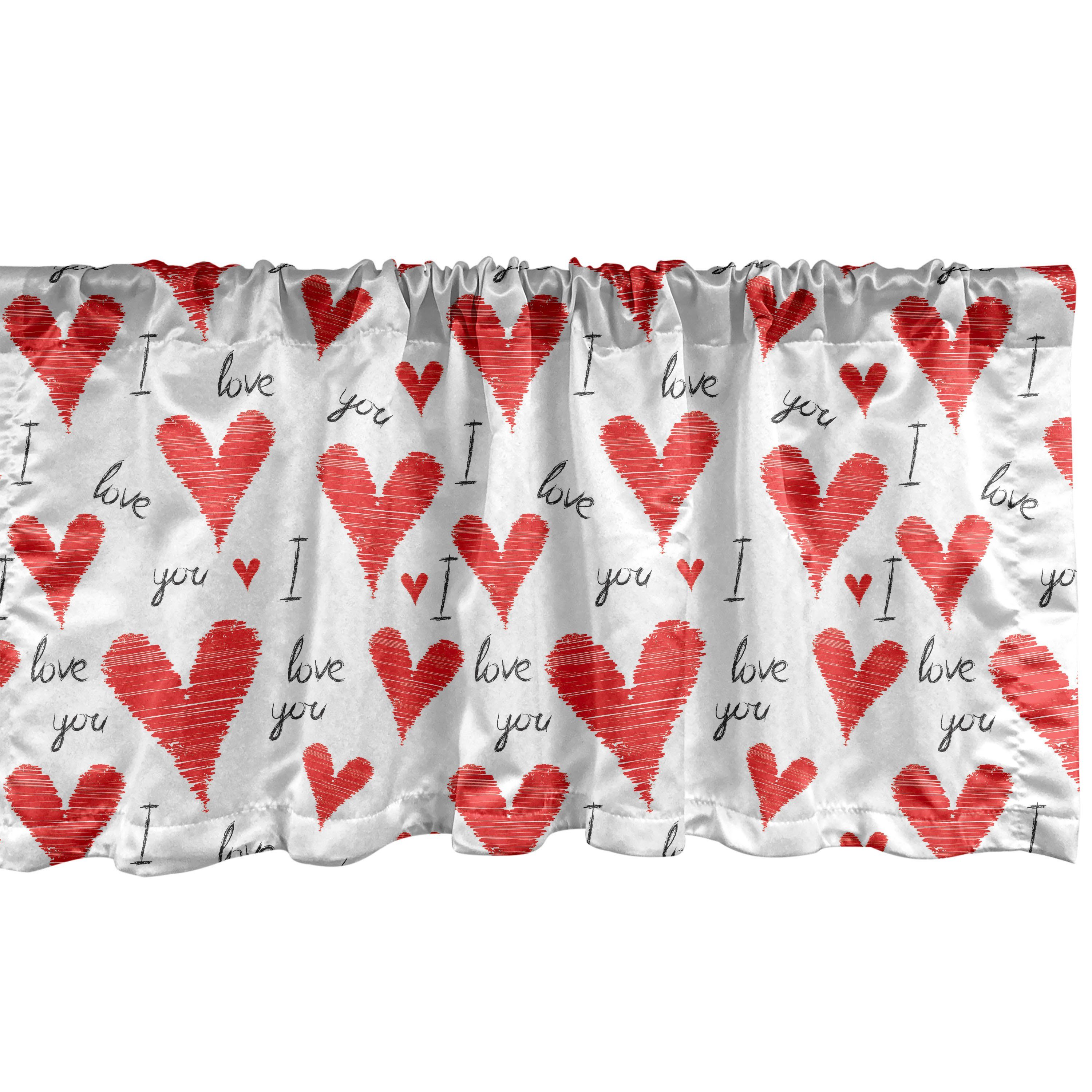 Scheibengardine Vorhang Volant für Küche Schlafzimmer Dekor mit Stangentasche, Abakuhaus, Microfaser, Liebe Handschreiben Valentines