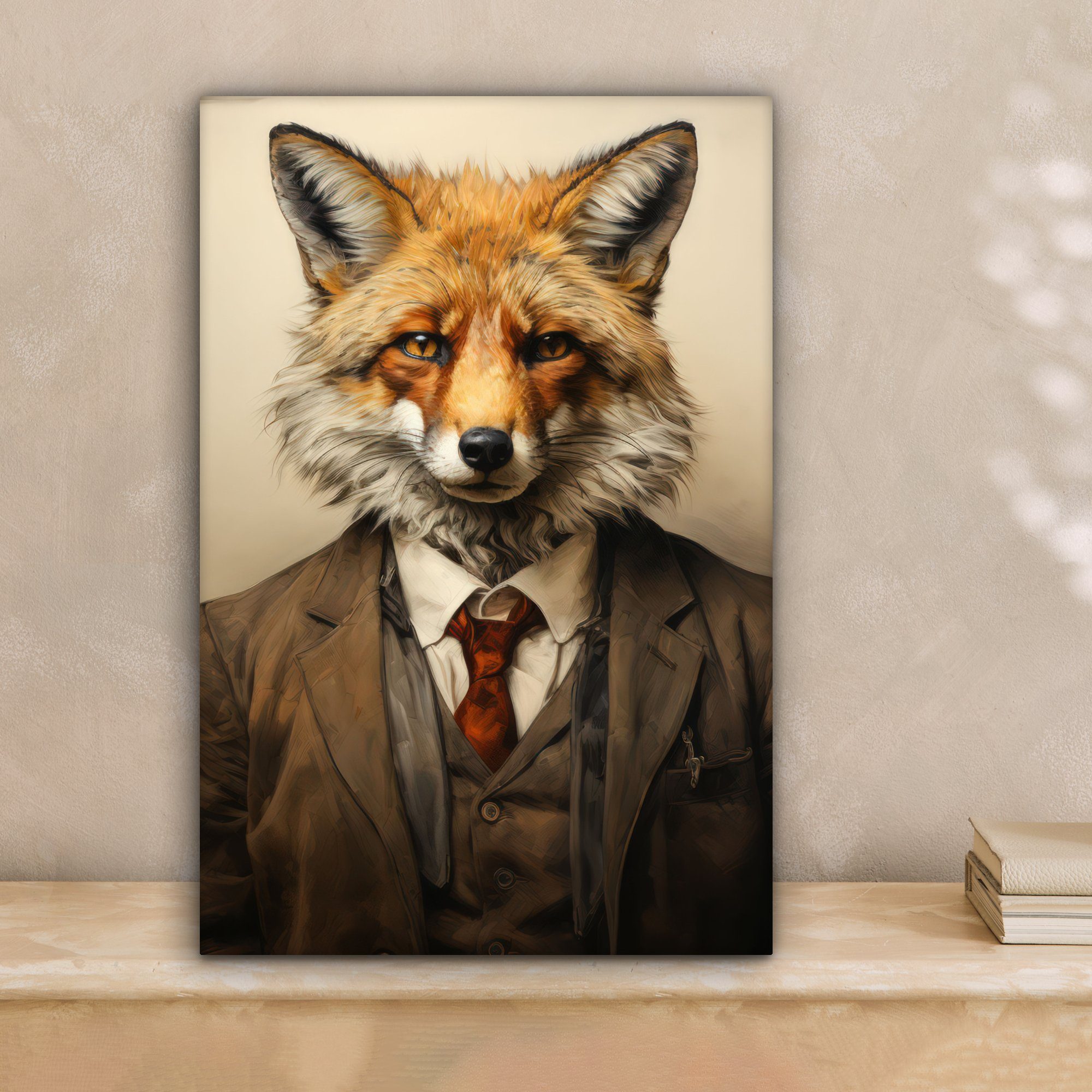 OneMillionCanvasses® Leinwandbild Vintage - Fuchs - Anzug - Tiere - Licht, günstig online kaufen