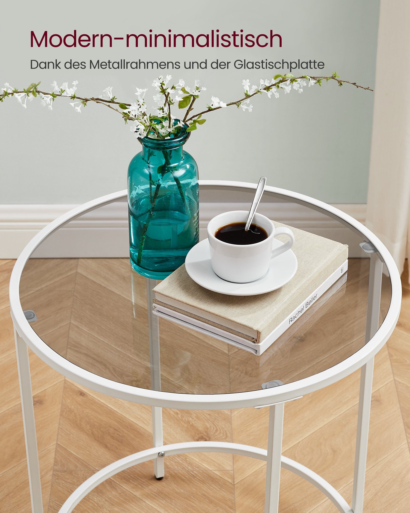 VASAGLE Beistelltisch, kleiner Glastisch, robustes Hartglas, günstig online kaufen
