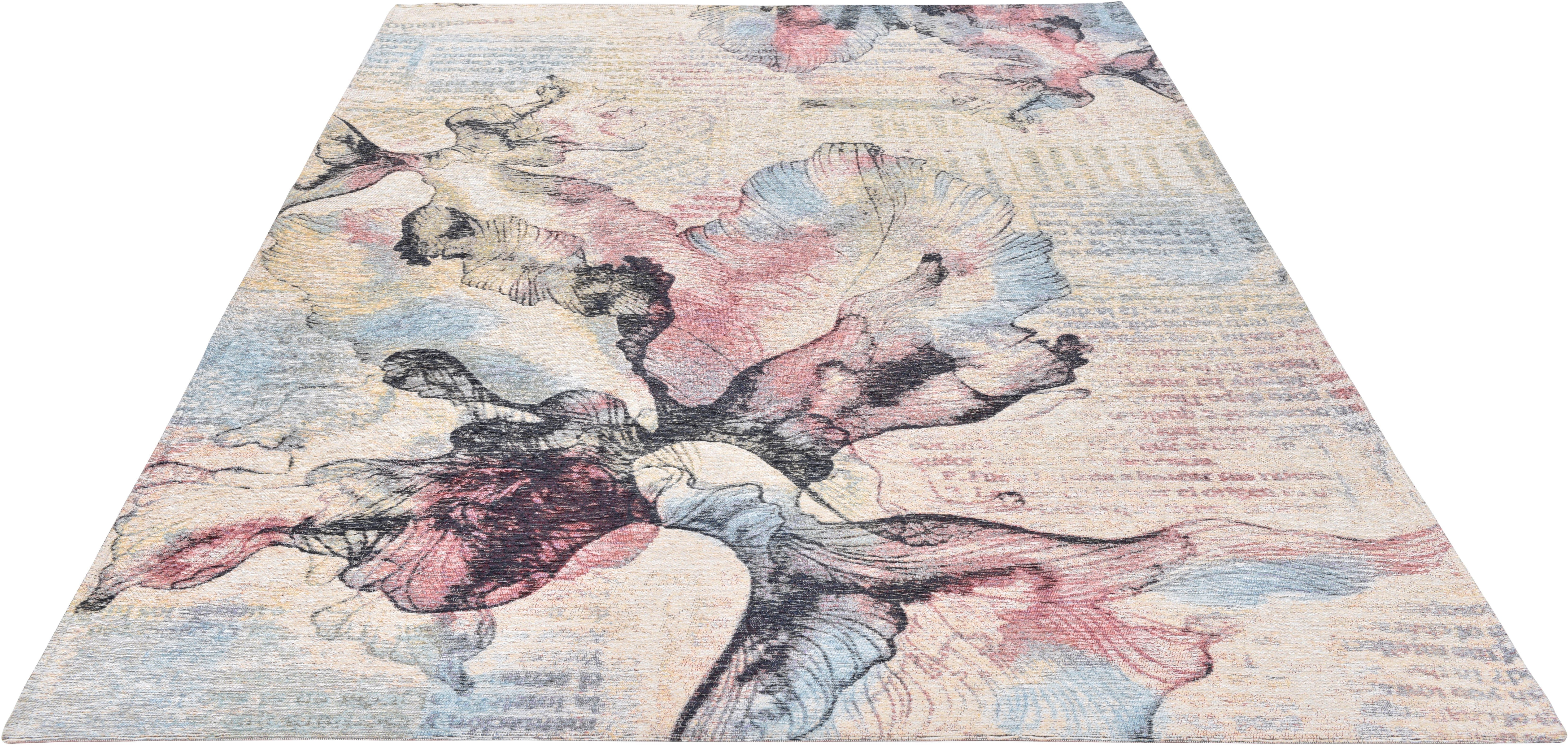 Gino Falcone Teppich Cosima-108, rechteckig, Höhe: 3 mm, flachgeweber Jaquard-Teppich, mit Chenillegarn, modernes Blumen Design