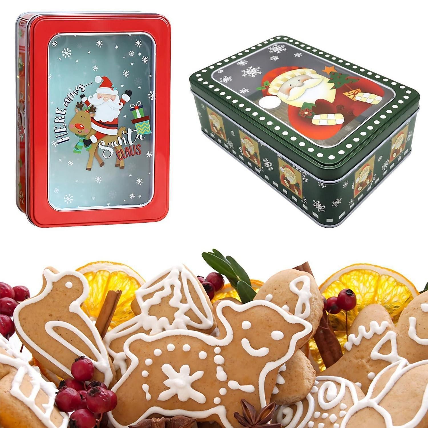 LuxusKollektion Keksdose Keksdose Weihnachten 2er Set, Metall