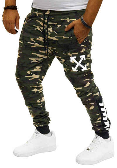 RMK Jogginghose Herren Trainingshose Fitnesshose Camouflage Sport Hose mit Kordelzug, in Camouflage