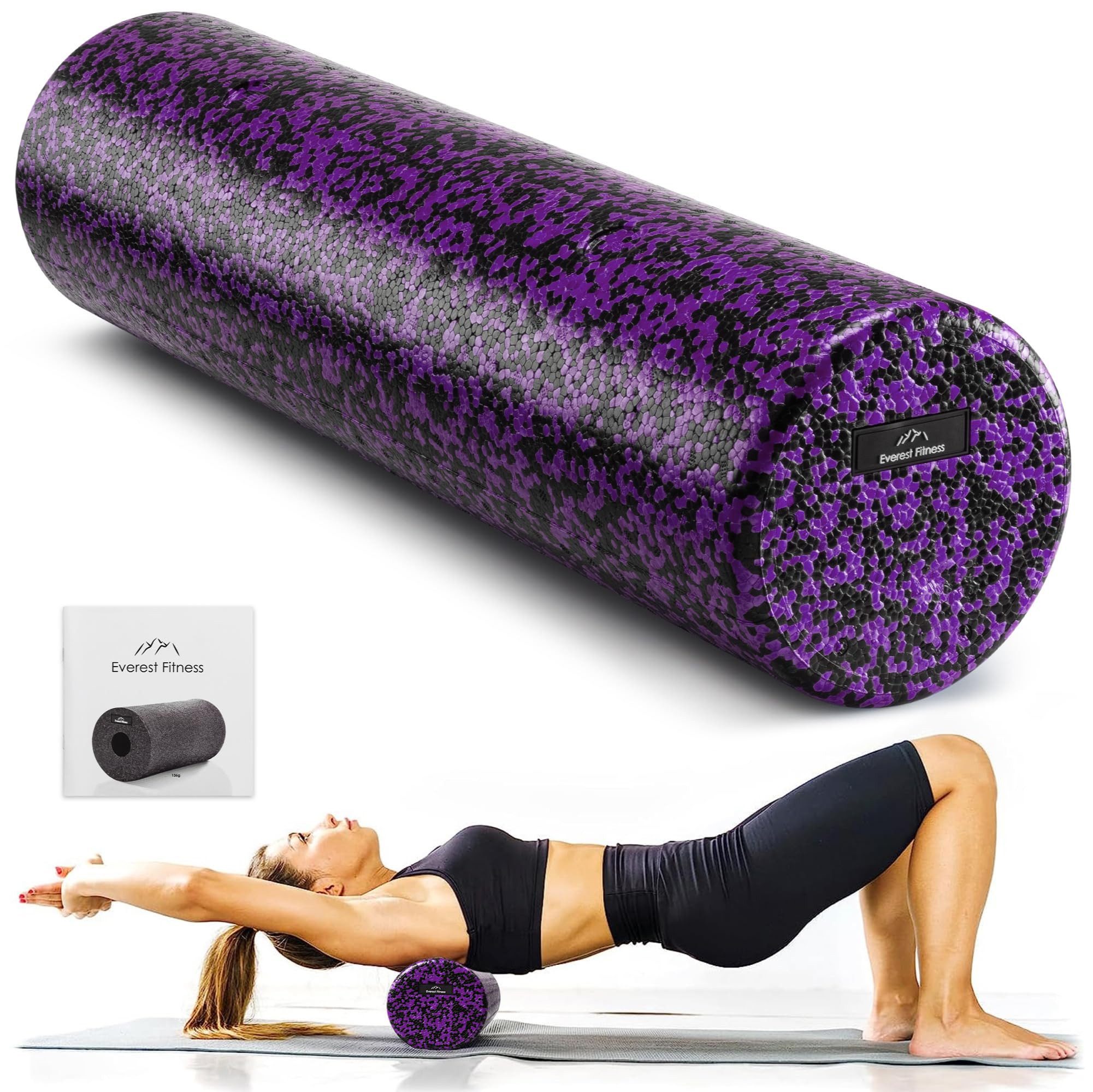 EVEREST FITNESS Fitnessrolle 60cm Faszienrolle Schaumstoffrolle Fitness Rolle für Rücken Beine Po (1-tlg), Rückenrolle für Pilates und Yoga Gymnastikrolle 60cm Foam Roller