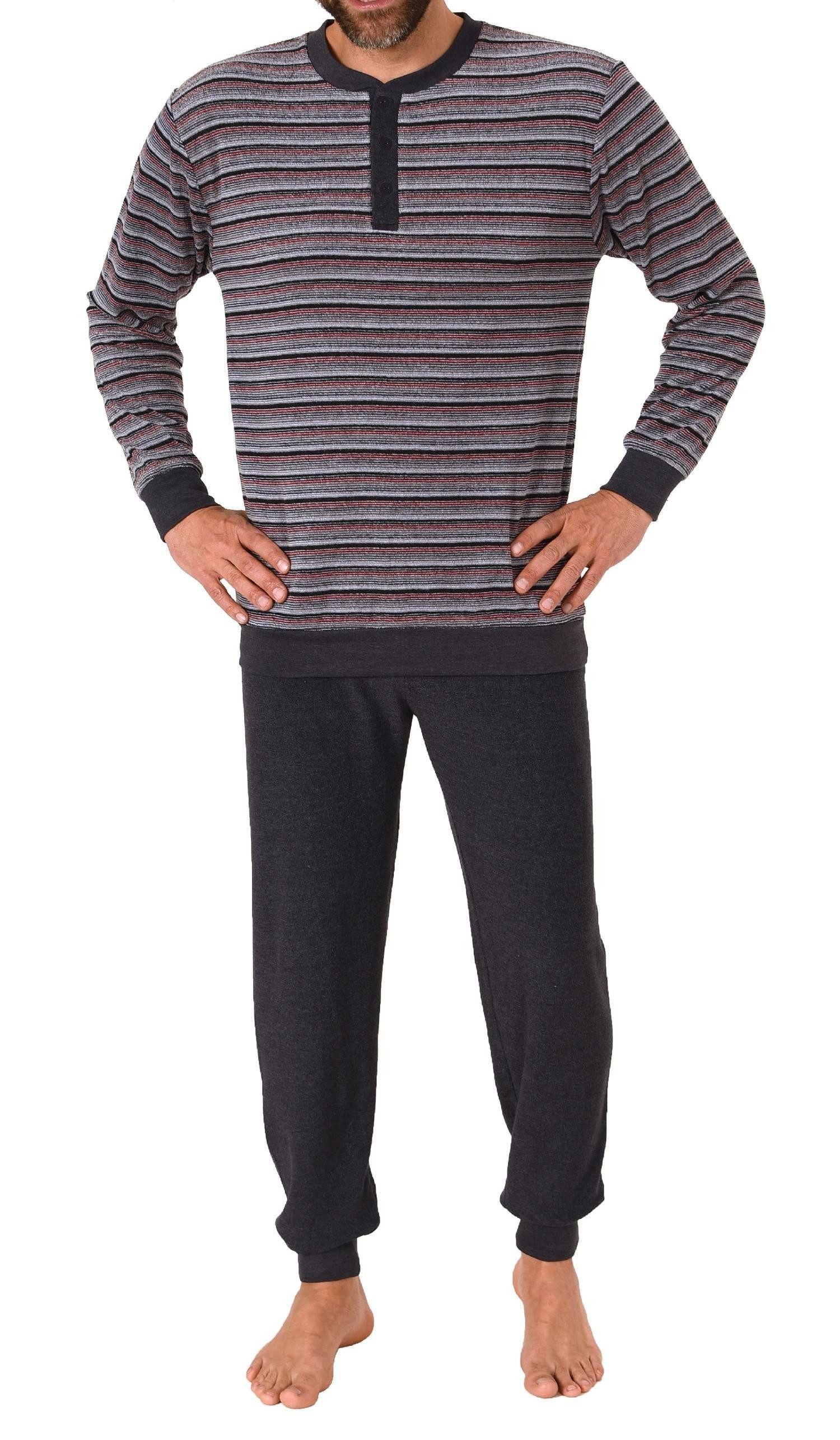 Trend by Normann Pyjama Herren Frottee Schlafanzug mit Bündchen in Streifen günstig online kaufen