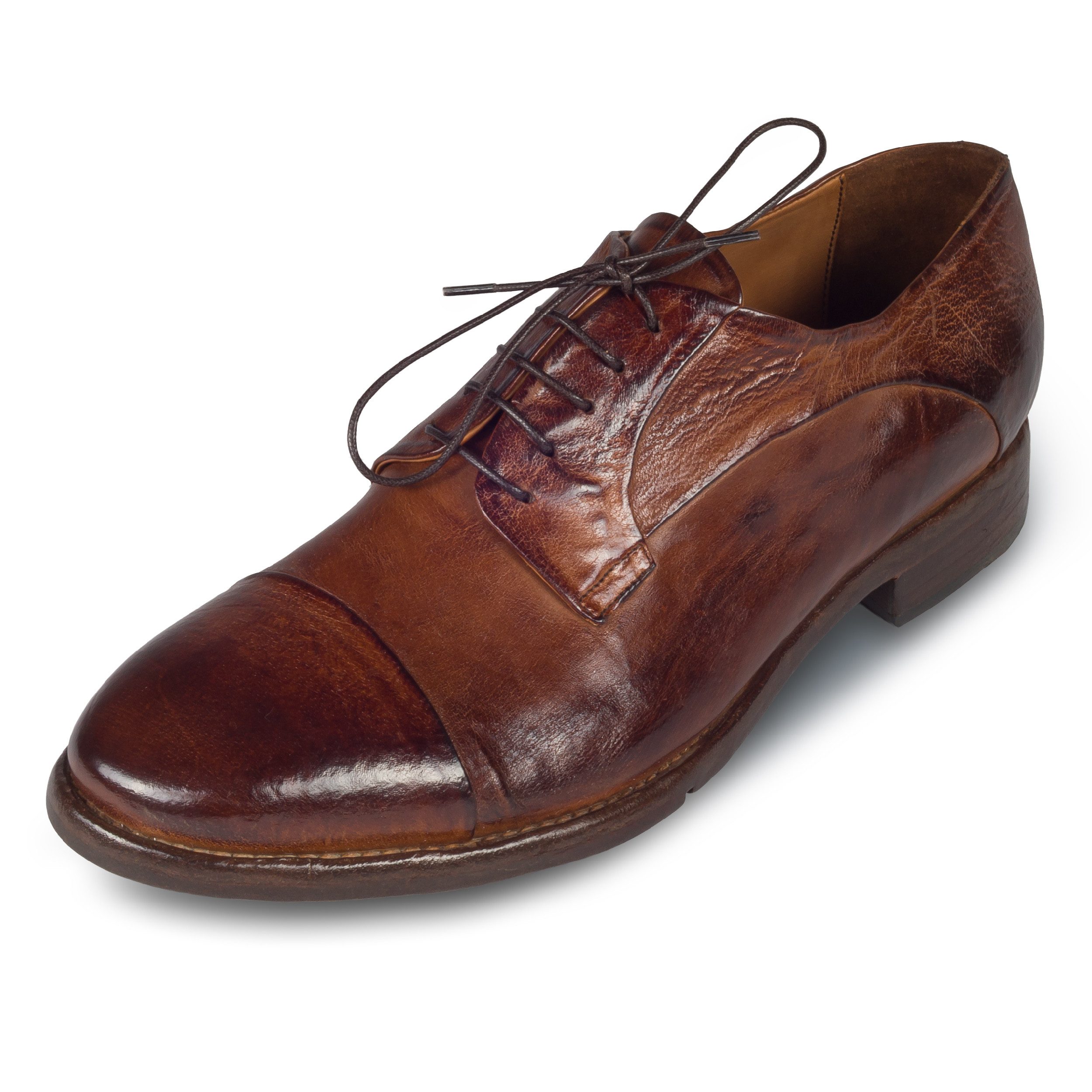 LEMARGO LEMARGO Herren Schnürschuh cognak braun, Kalbsleder stonewashed Schnürschuh Handgefertigt in Italien