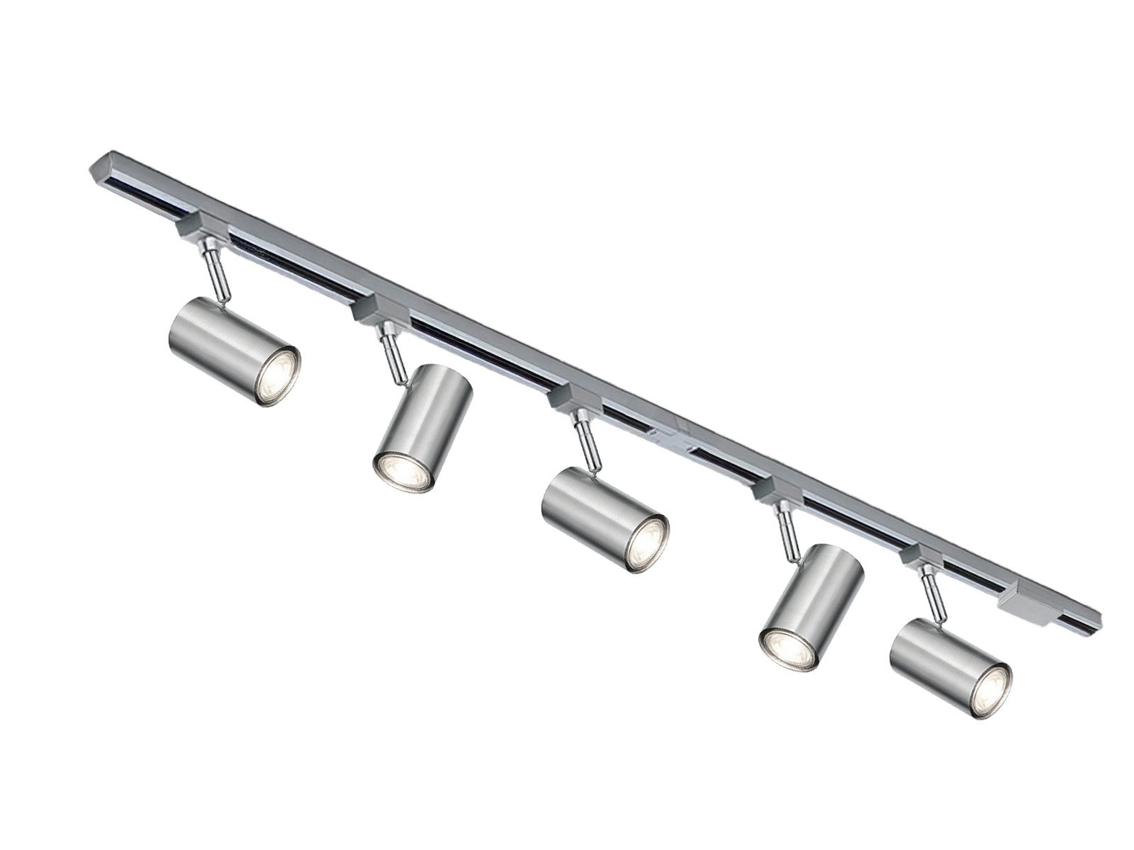 TRIO Leuchten Schienensystem-Sets komplett mit 5 Strahlern, Länge 202,5cm, ohne Leuchtmittel, 2-Phasen Lichtschienensystem für Wand & Decke, Deckenleuchte lang groß