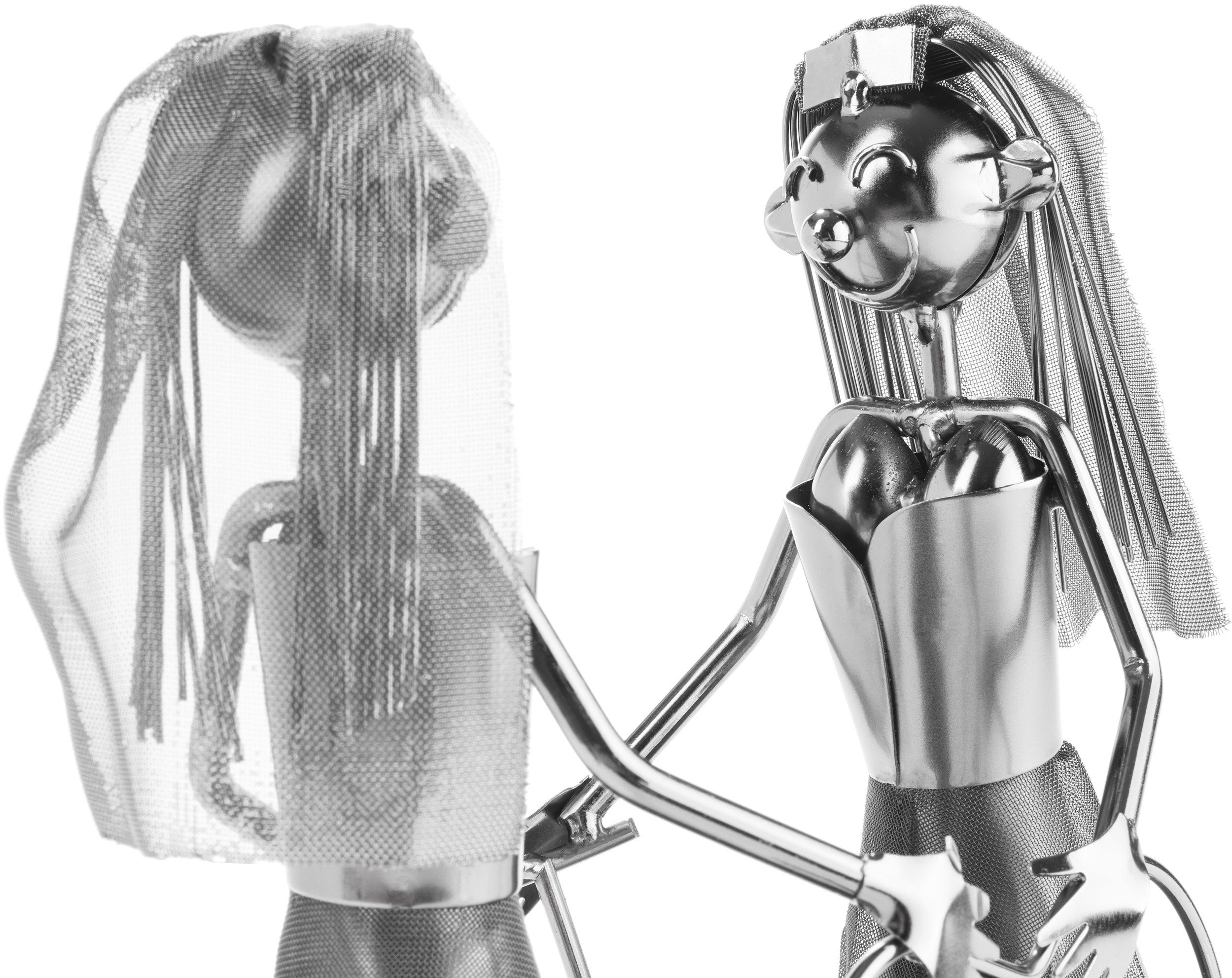Stahlhochzeit Geschenke BRUBAKER Weinflaschenhalter Frauen Hochzeitspaar Frau + Frau Brautpaar Deko-Objekt Metall Mit Grußkarte Für Hochzeitsgeschenk Geldgeschenk Hochzeit