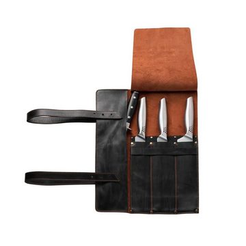 Mergel Messertasche Leder-Messerrolle für drei Messer Handarbeit Farbe "Mahogany"