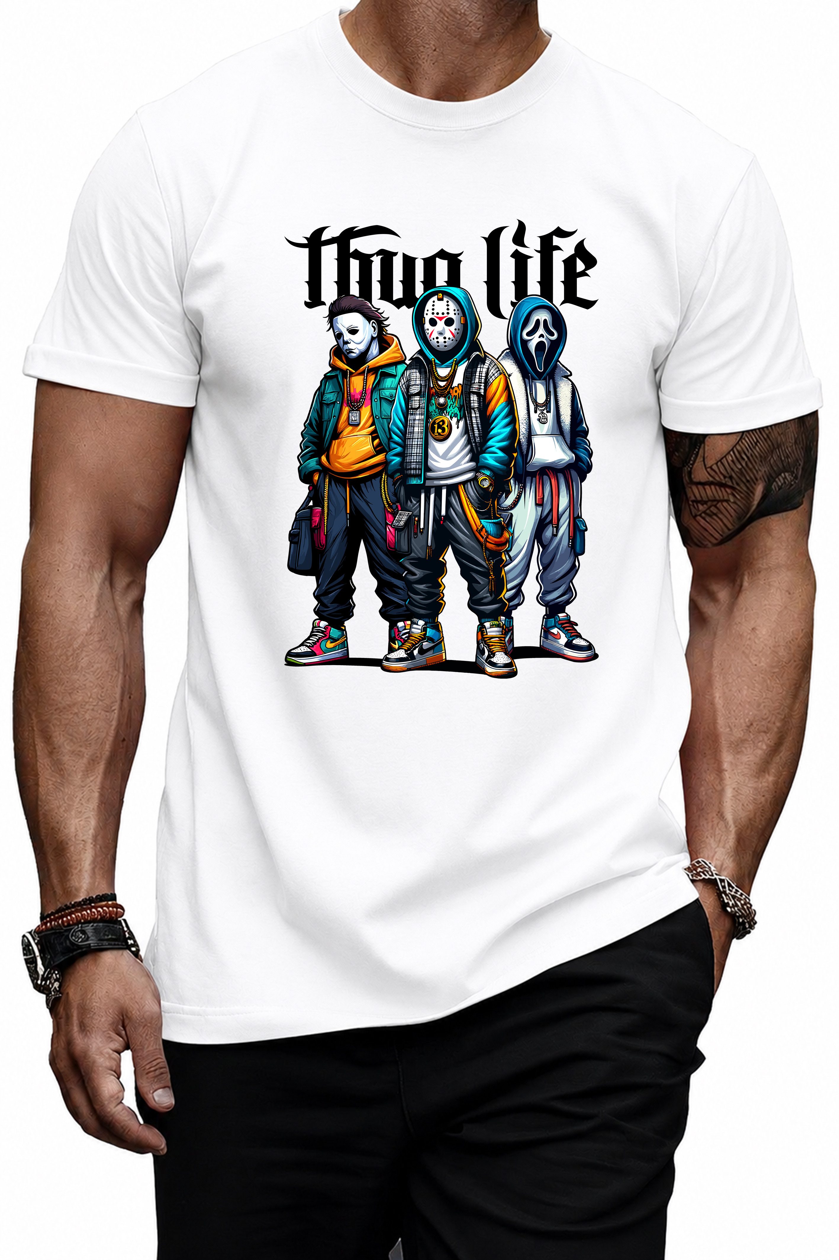 Banco T-Shirt Herren Thug Life Urban Streetwear Printshirt Rundhalsausschnitt 100% Baumwolle