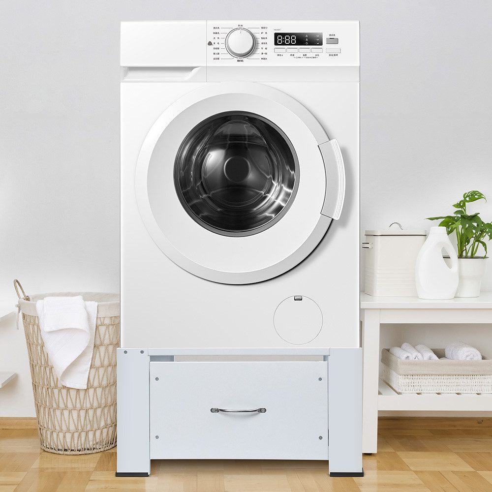 XERSEK Waschmaschinenuntergestell 63cm Waschmaschinen Untergestell aus Hochwertigem Stahl Höhe 32-52cm, Zubehör für Kühlschrank Trockner Gefrierschrank Bis 150kg, 32cm Waschmaschinensockel Rutschfesten Podest Erhöhung Unterbau