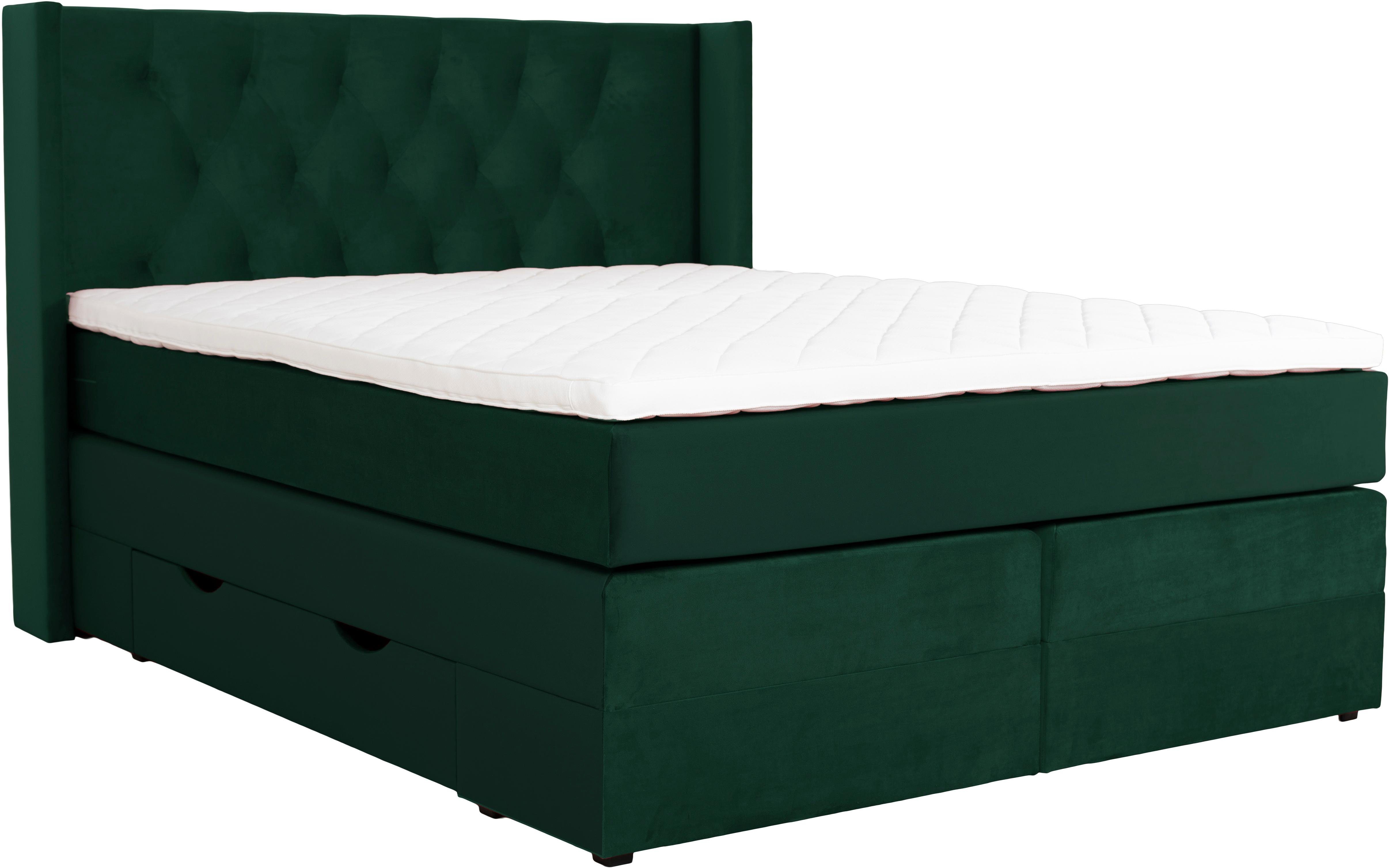 Home affaire Boxspringbett Elegance, mit schöner Knopfheftung, in den Härtegraden H2 & H3, inkl. Schubladen