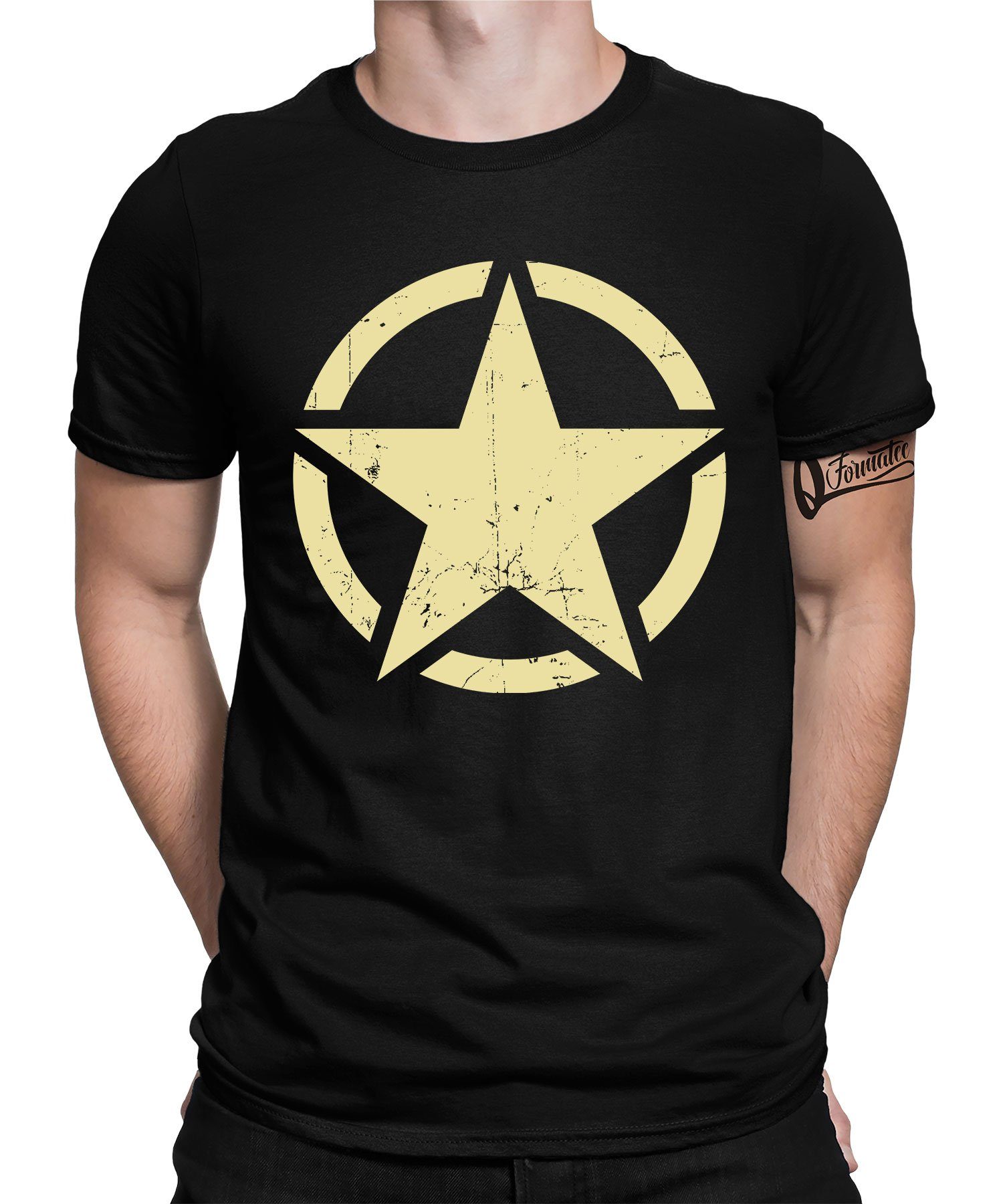 Quattro Herren Kurzarmshirt USA Formatee (1-tlg) America Vintage US-Army Star T-Shirt -