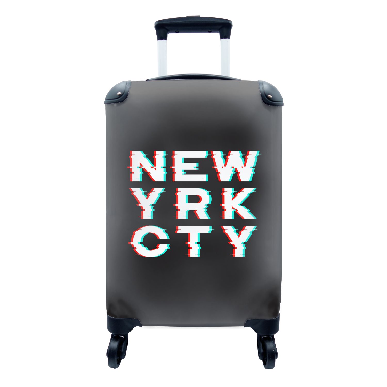 MuchoWow Handgepäckkoffer New York - Rot - Blau, 4 Rollen, Reisetasche mit rollen, Handgepäck für Ferien, Trolley, Reisekoffer