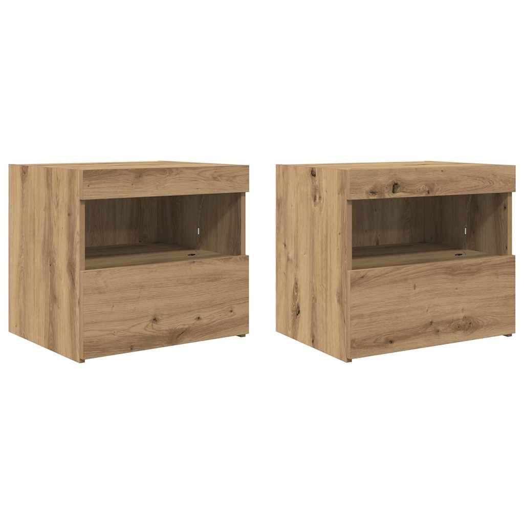 Nachttisch Nachttisch 2 pcs Artisan-Eiche 50 x 40 x 45 cm Holzwerkstoff