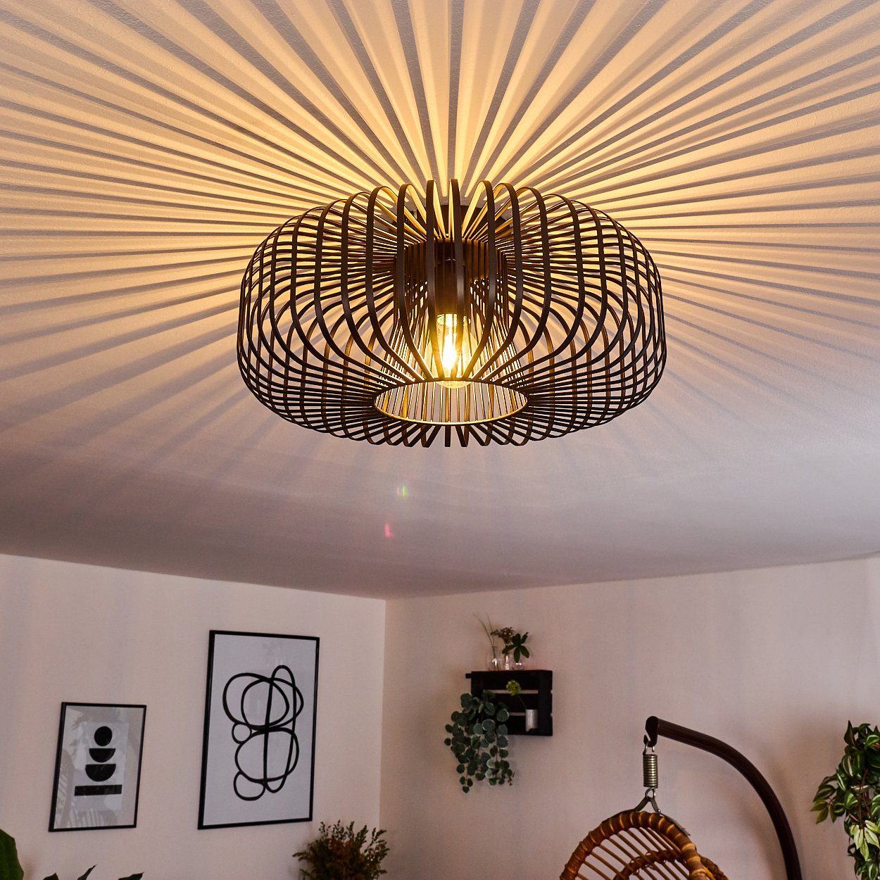 Deckenleuchte »Pieris« runde Deckenlampe aus Metall in Schwarz