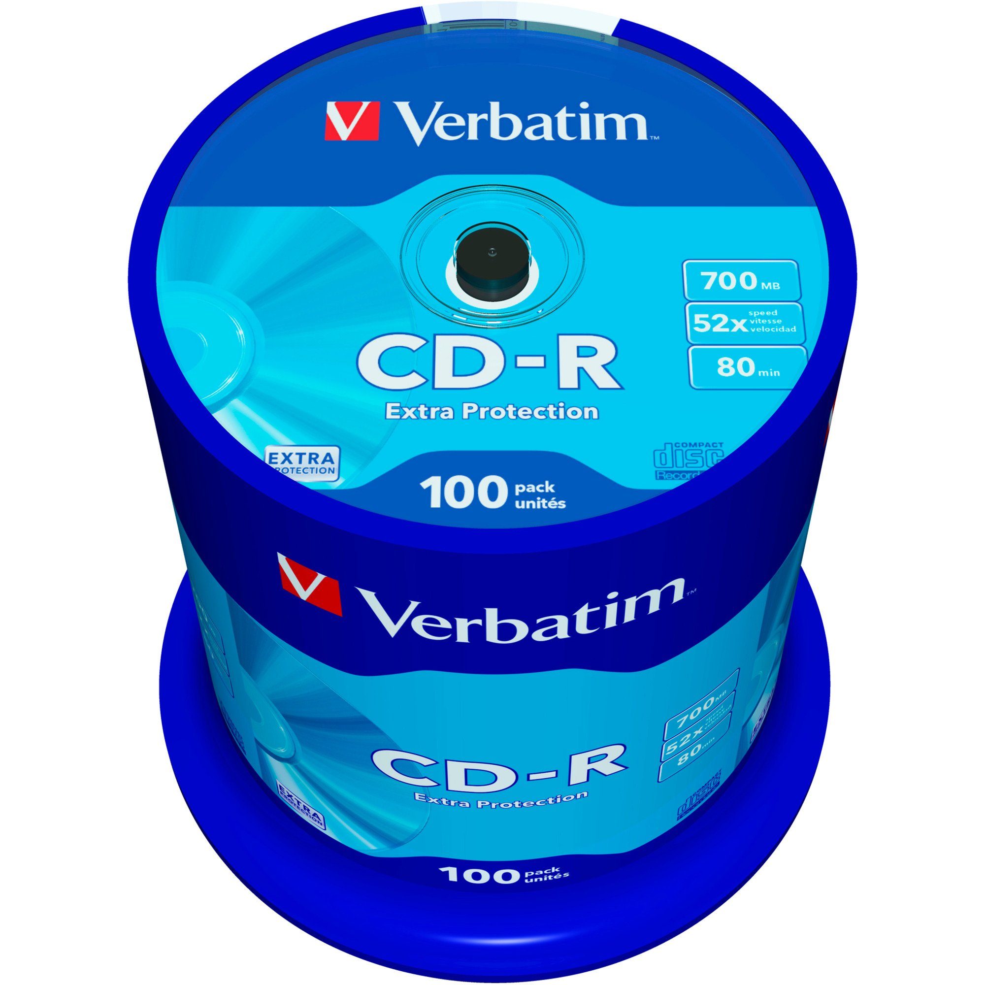 Verbatim CD-Rohling Verbatim CD-R 700 MB, CD-Rohlinge, (52fach, 100