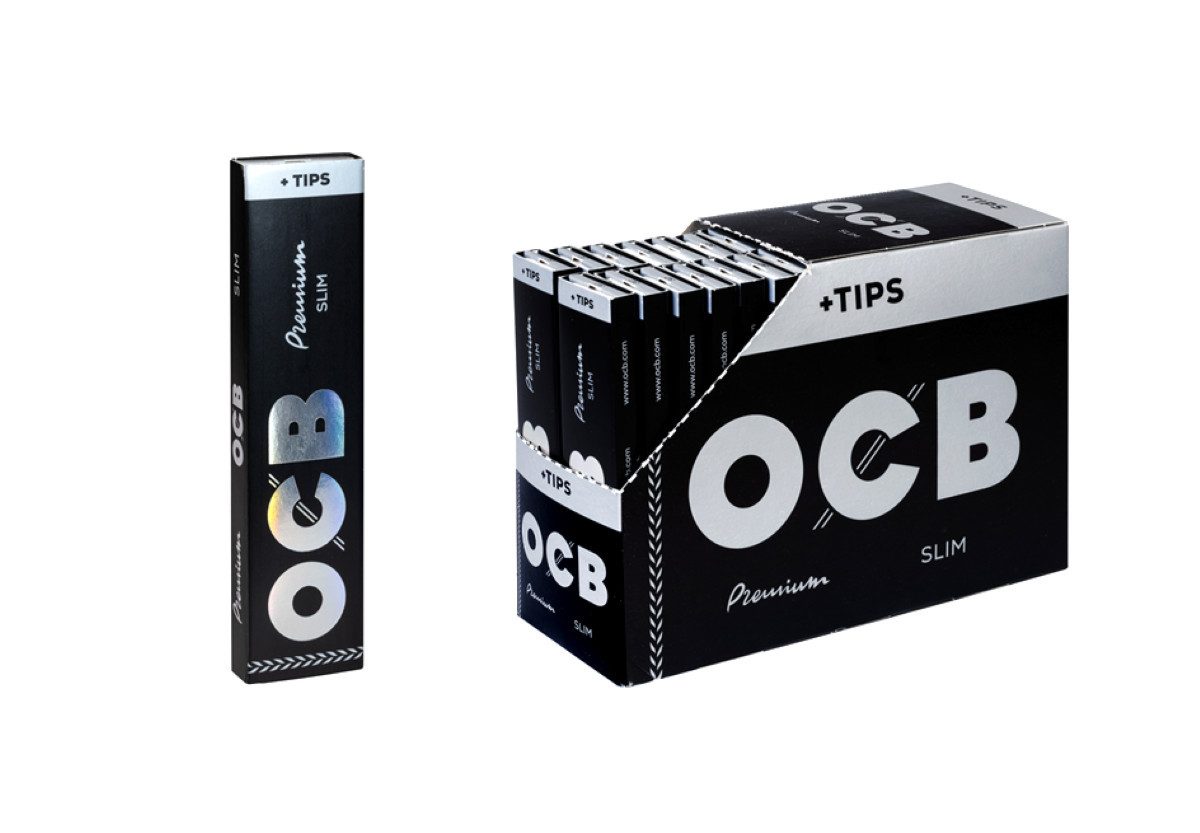 OCB Feinpapier Premium Long slim Papers Blättchen + Tips 32 x 32 Blatt + Jointhülle, das Original - made in France -