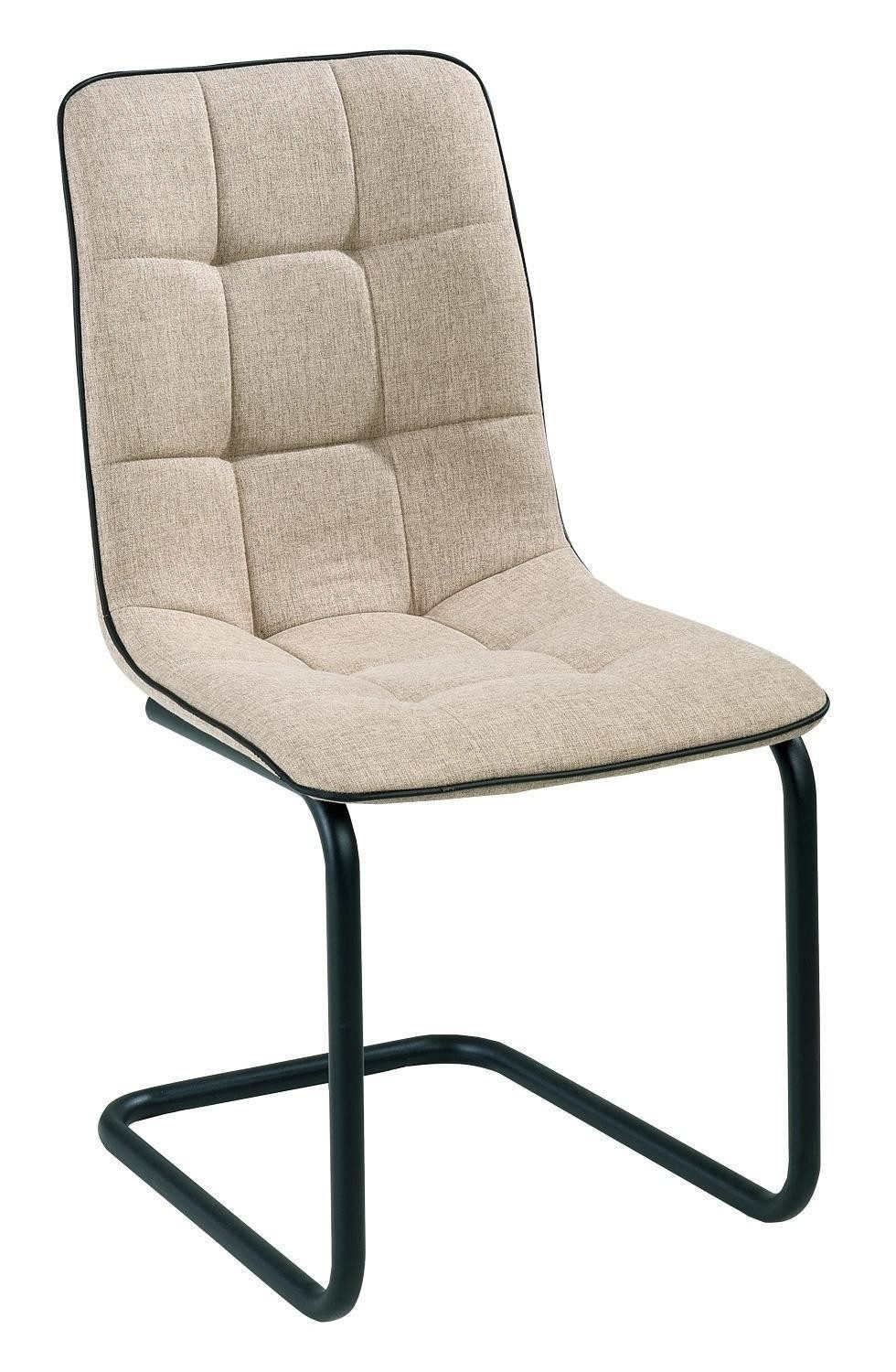 Home4You Freischwinger Schwingstuhl, Braun, Schwarz, Webstoff, Metall, (1 St), mit Keder