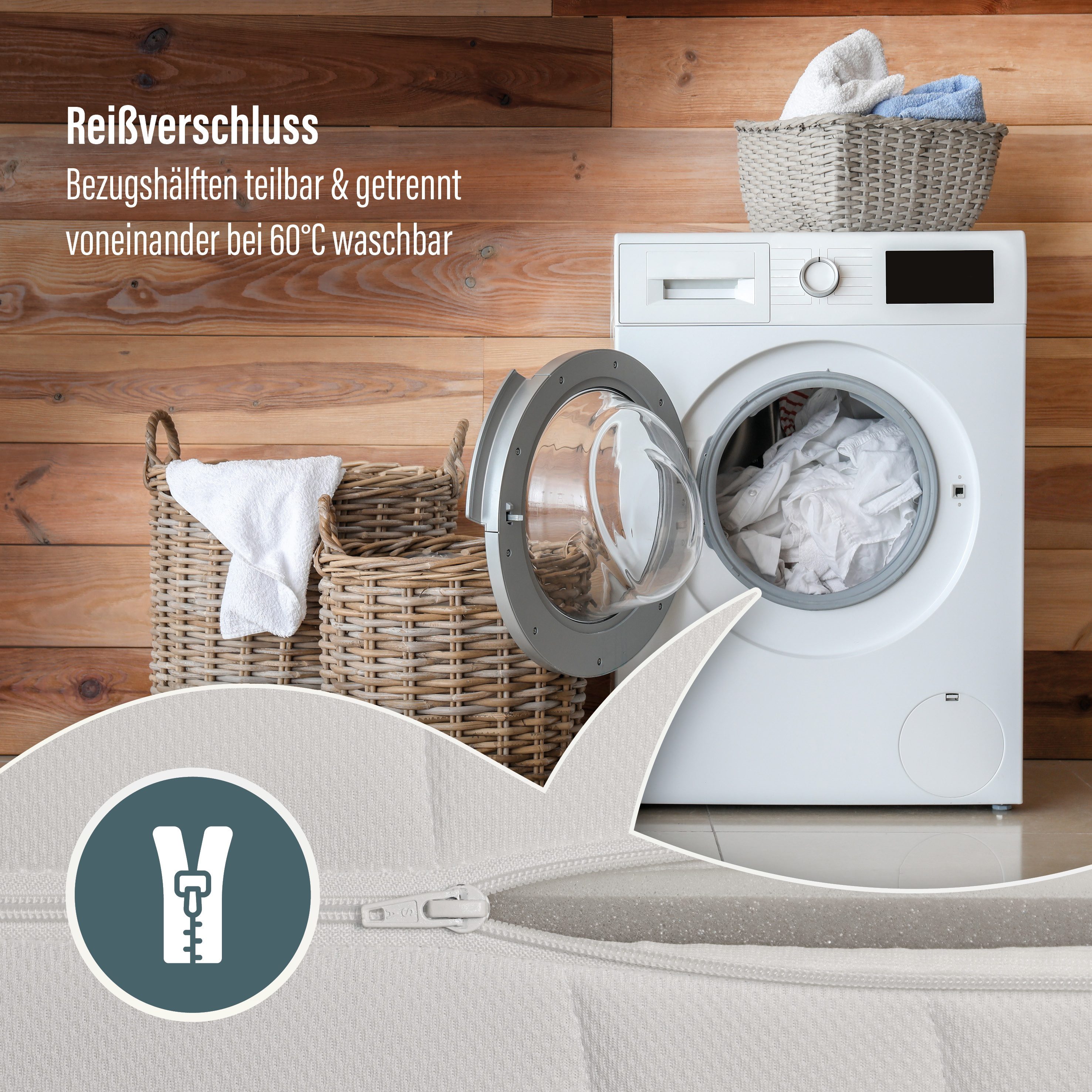 Kaltschaummatratze Twin Sleep 7-Zonen Kaltschaummatratze 21 cm wendbar, Beco, 21 cm hoch, Allergikergeeignet, wendbar, waschbarer Bezug bis 60 °C – Bild 4 von 5