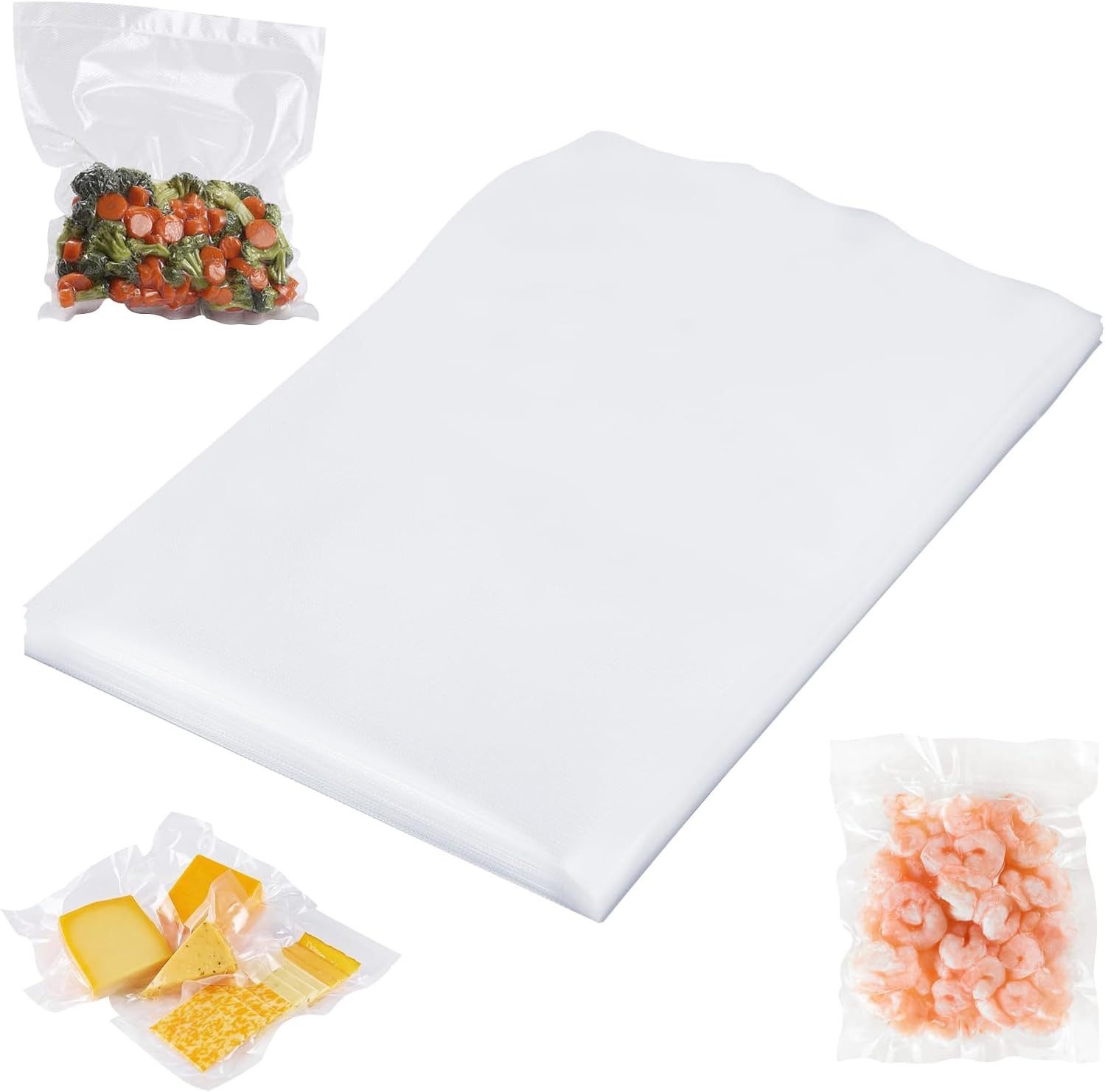 BlingBin Vakuumierbeutel 100PCS Vakuumbeutel für Lebensmittel-15x25/20x25/25x35/28x40cm, Vakuumierfolie zur Aufbewahrung von Lebensmitteln für alle Vakuumierer