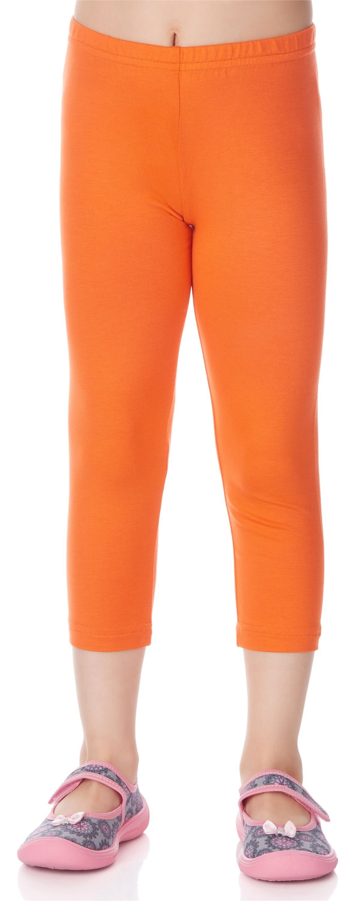 Orange 3/4 Mädchen (1-tlg) Bund elastischer Leggings MS10-131 Style Capri aus Leggings Merry Viskose
