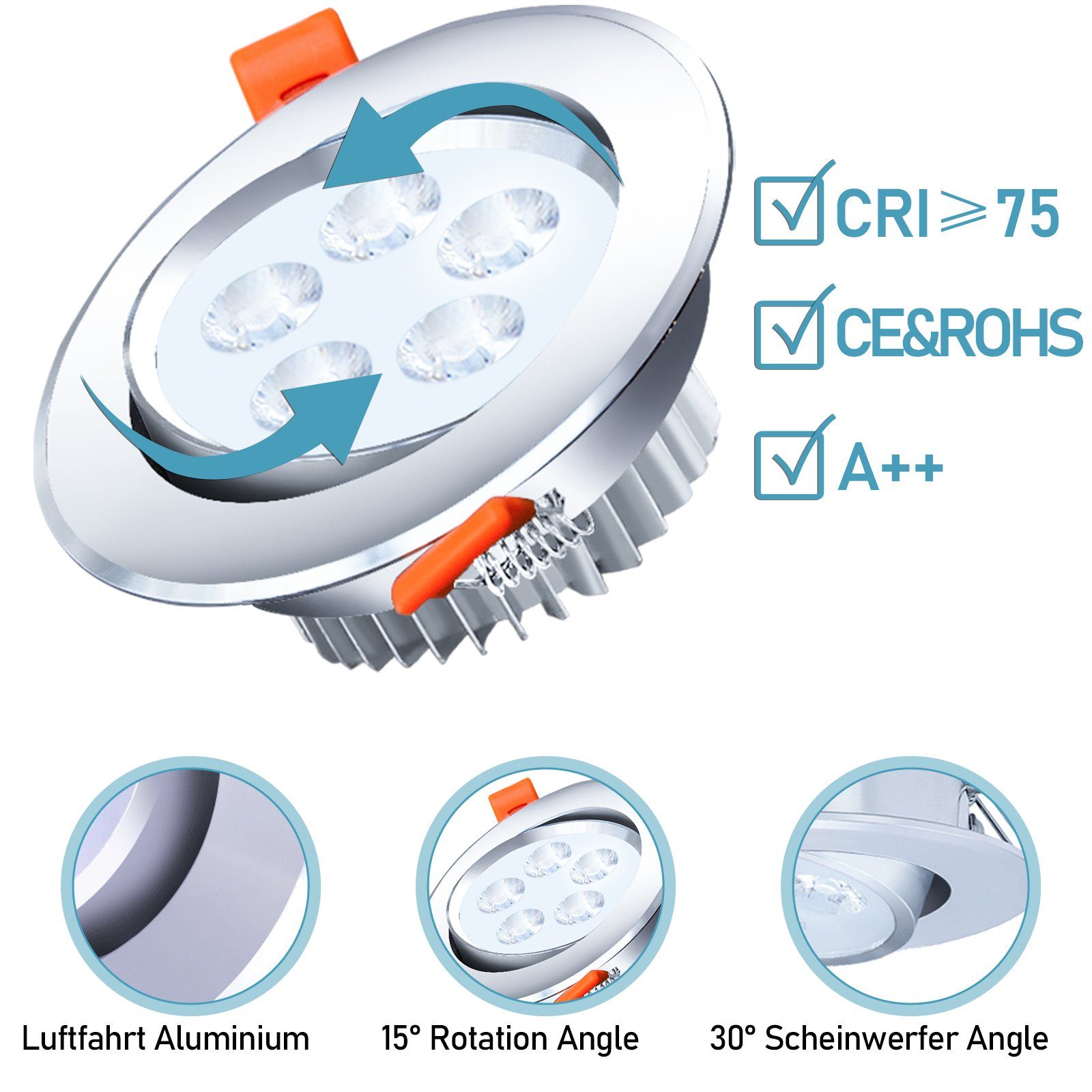 Kaltweiß, 5W Gimisgu Einbauleuchte,3W Kaltwaiß Warmweiß Warmwaiß, LED dimmbar LED Warmweiß 7W Einbauleuchte 10-20St. nicth 5W Einbaustrahler