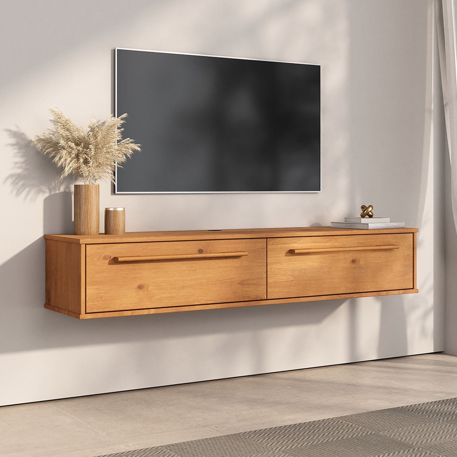 IDIMEX Lowboard TECCA, Sideboard 145 cm mit 2 Türen aus Massivholz wandmontage Eiche Finish