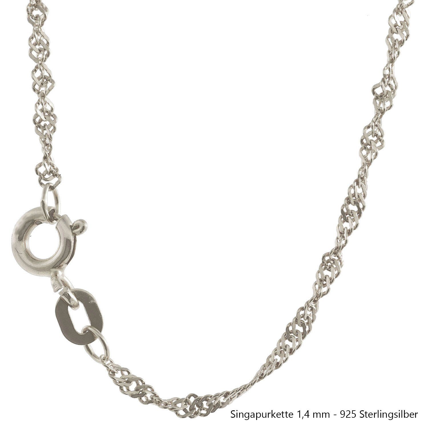 HOPLO Silberkette Silberkette Singapurkette Länge 42cm - Breite 1,4mm - 925 Silber, Made in Germany – Bild 2 von 5