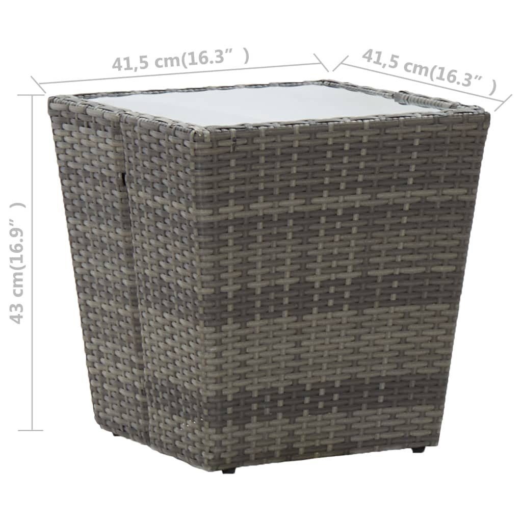 Rattan Gartentisch Grau Grau 41,5×41,5×43 Grau | Beistelltisch Poly Hartglas vidaXL cm (1-St) und