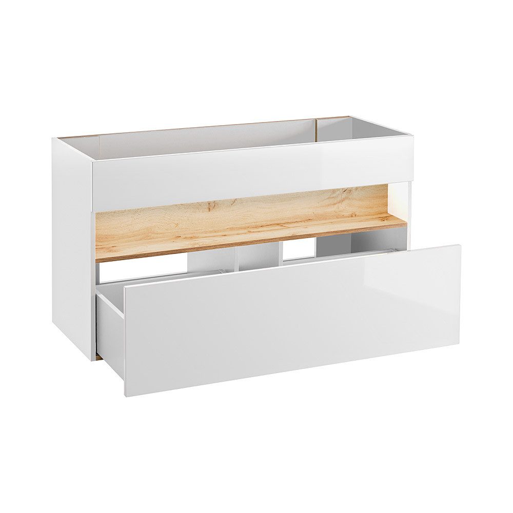 Lomadox Waschbeckenschrank BERMUDA-56 in weiß-Hochglanz B/H/T x 120/67/45cm
