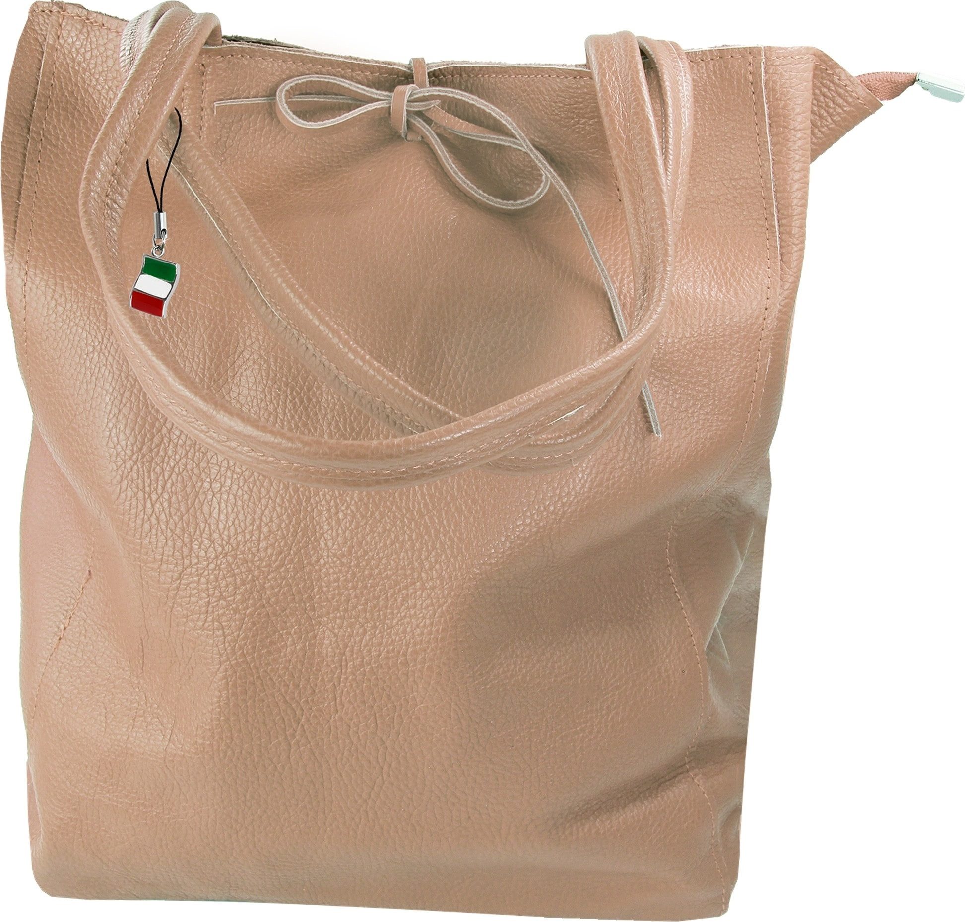 FLORENCE Shopper Florence ital. Shopper Echtleder Damen (Schultertasche, Shopper), Damen Shopper, Schultertasche Leder, altrosa, Größe ca. 28cm