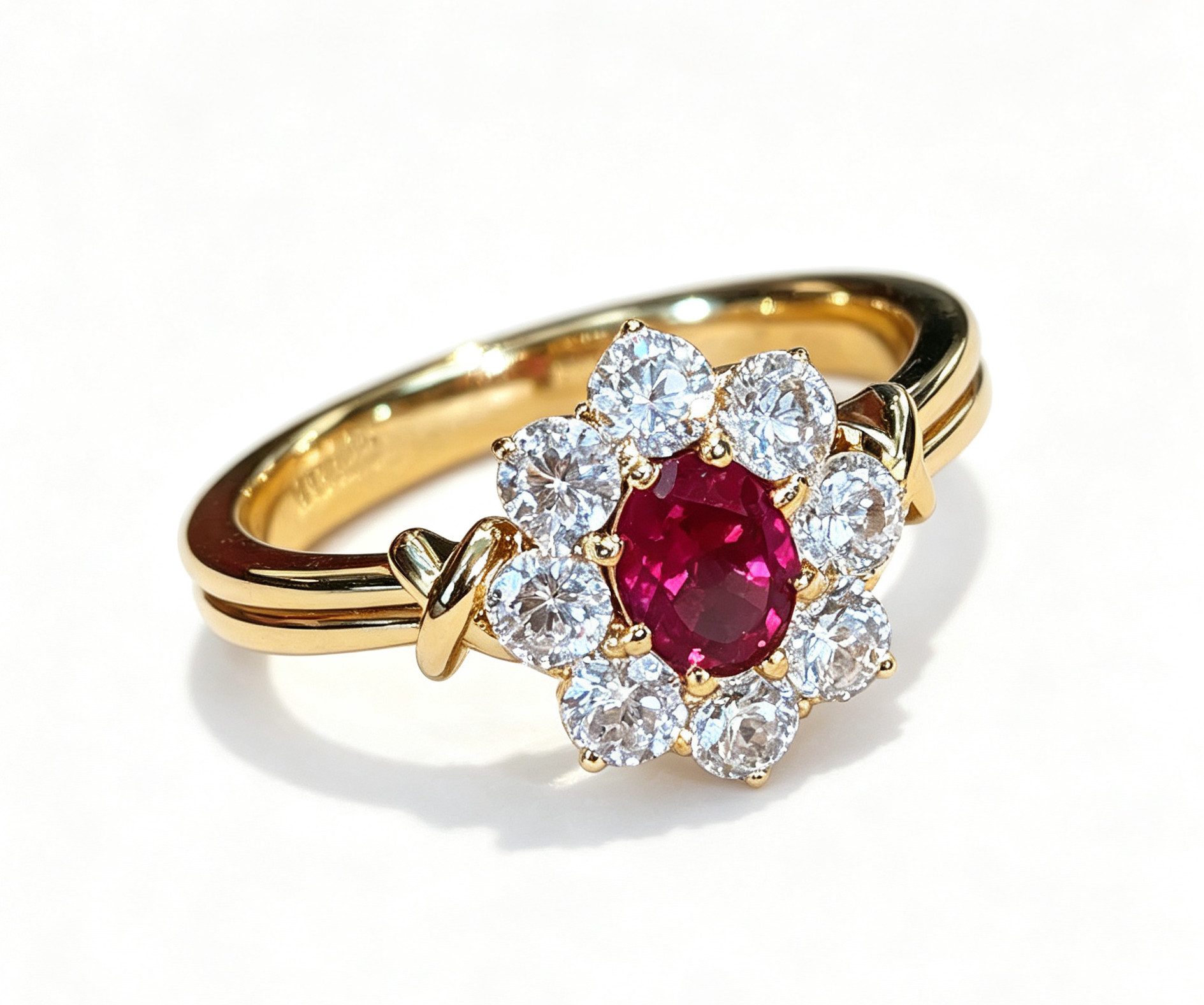 Jumpeak Diamantring Rubinring 1 ct oval aus 585 Gold mit Laborbrillanten für Damen, ring gold damen,ring mit stein,damen geschenk,geschenk tochter