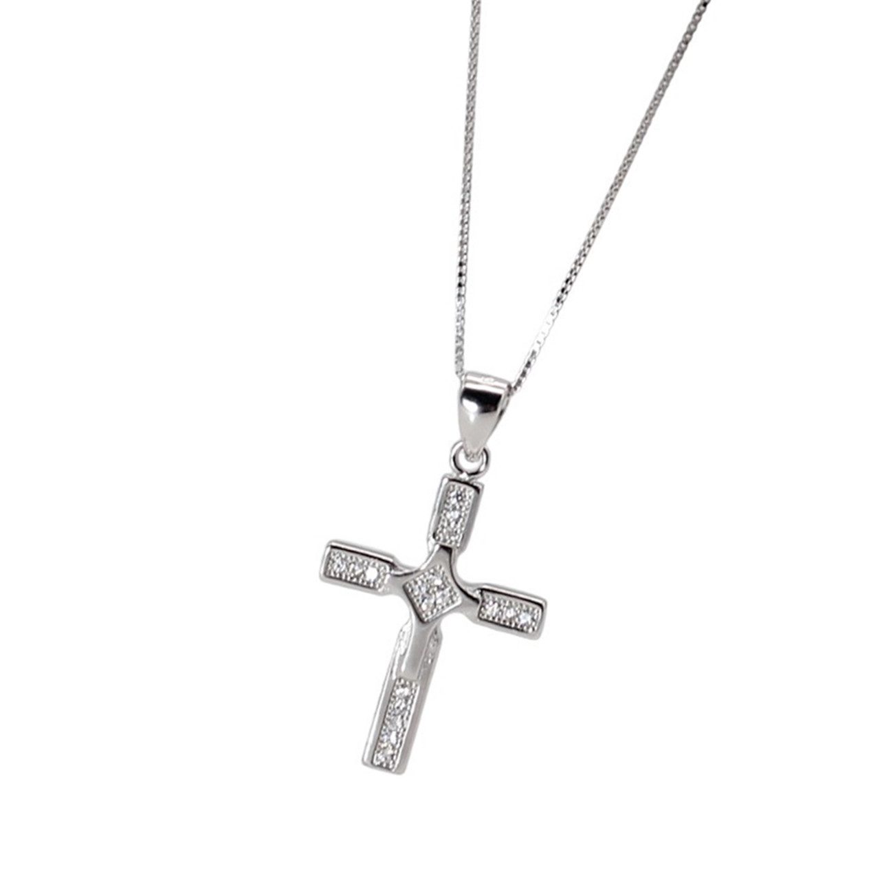 Silberkette Kreuzkette mit Kreuz Anhänger Halskette Jesuskreuz Christus Kirche