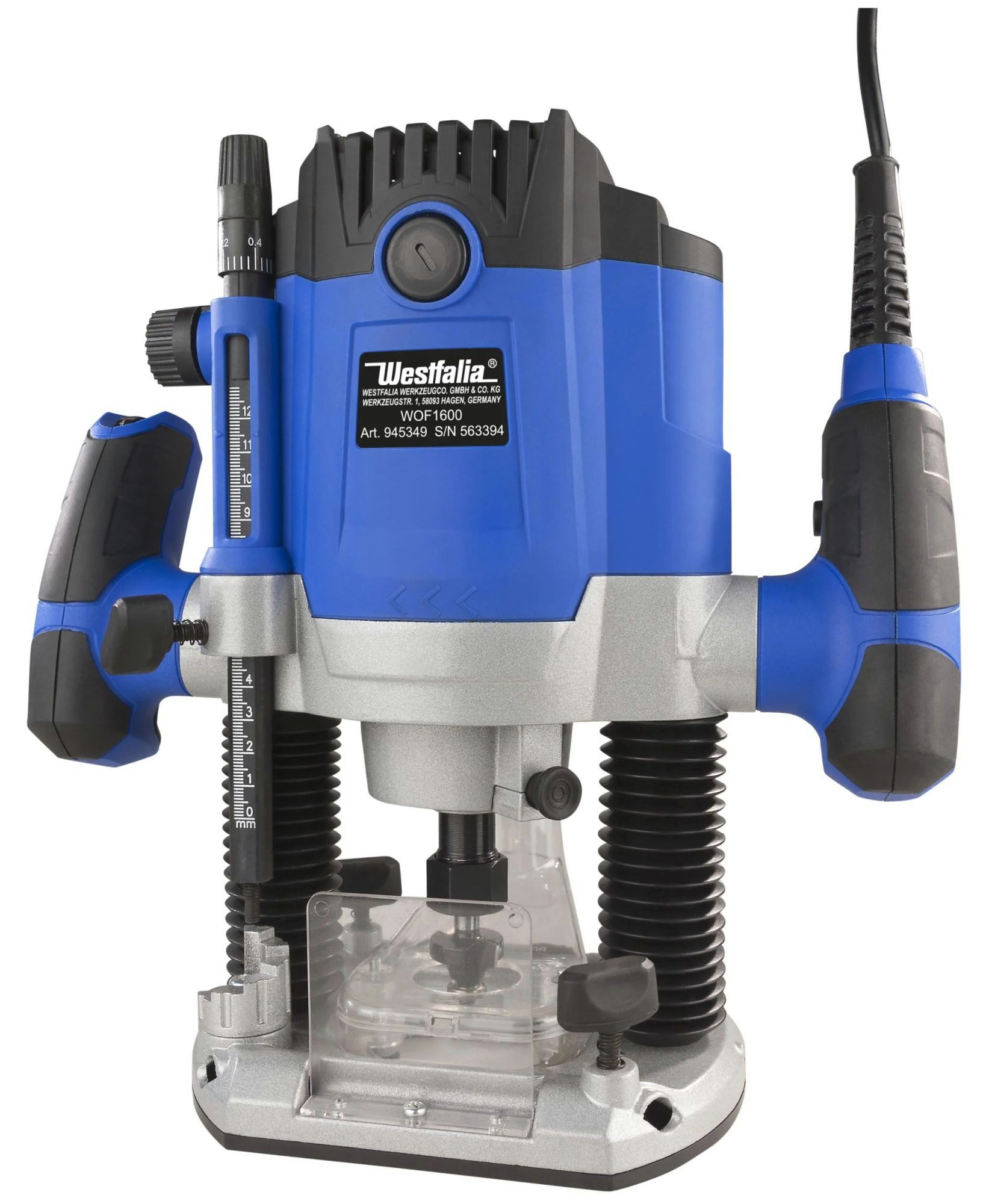 Westfalia Werkzeug Oberfräse Oberfräse WOF 1600 mit elektronischer Drehzahlsteuerung