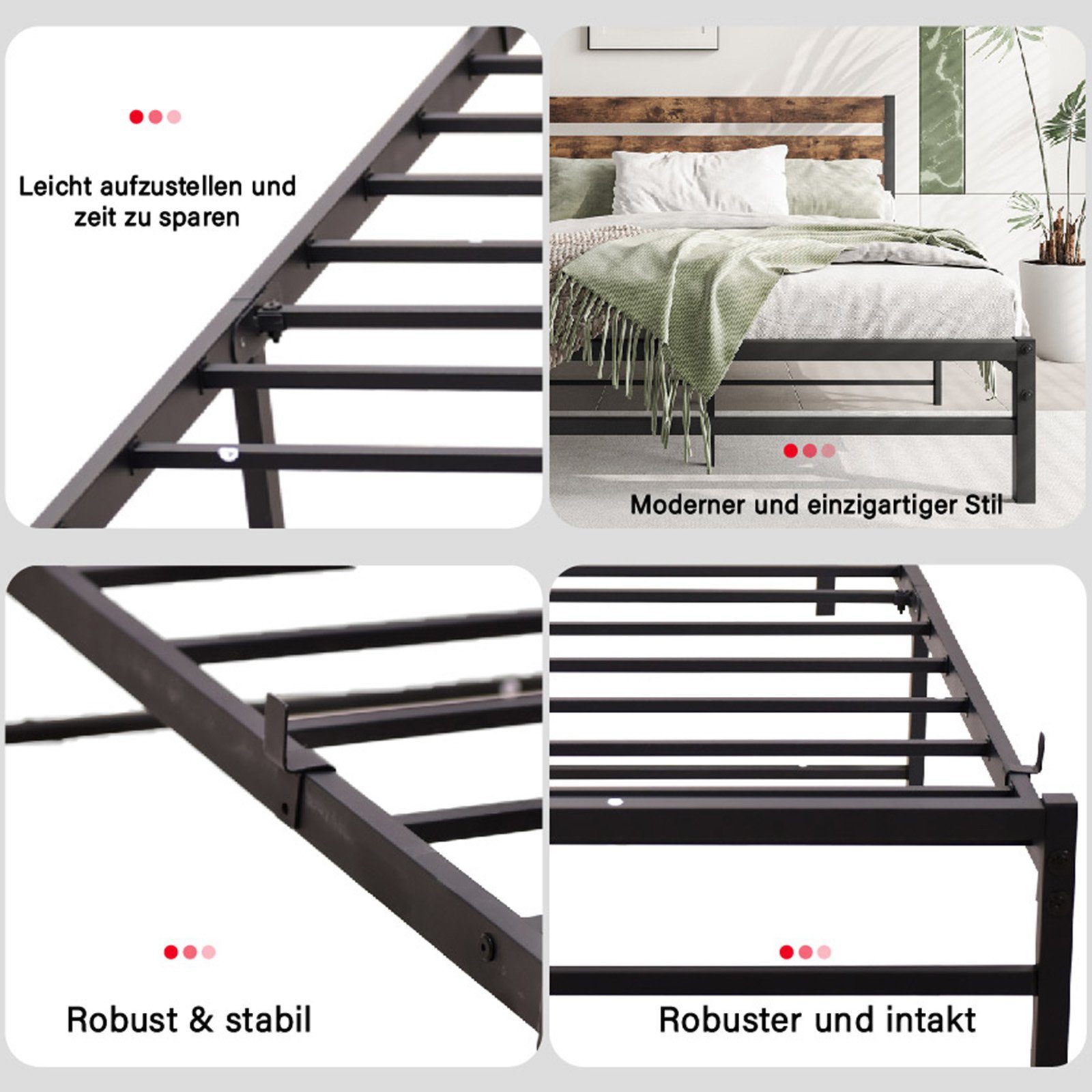 OKWISH Metallbett Jugendbett (mit Lattenrost, Bettrahmen günstig online kaufen