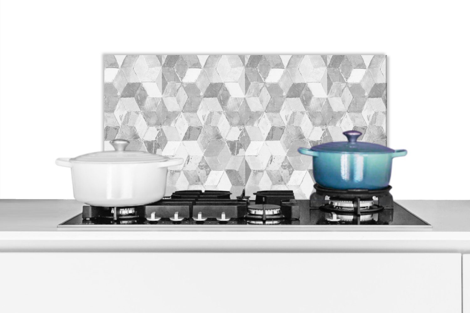 MuchoWow Küchenrückwand Marmor - Vintage - Grau - Würfel - Marmoroptik, (1-tlg), 60x30 cm, Wandschutz, gegen Fett und Schmutzflecken für Küchen