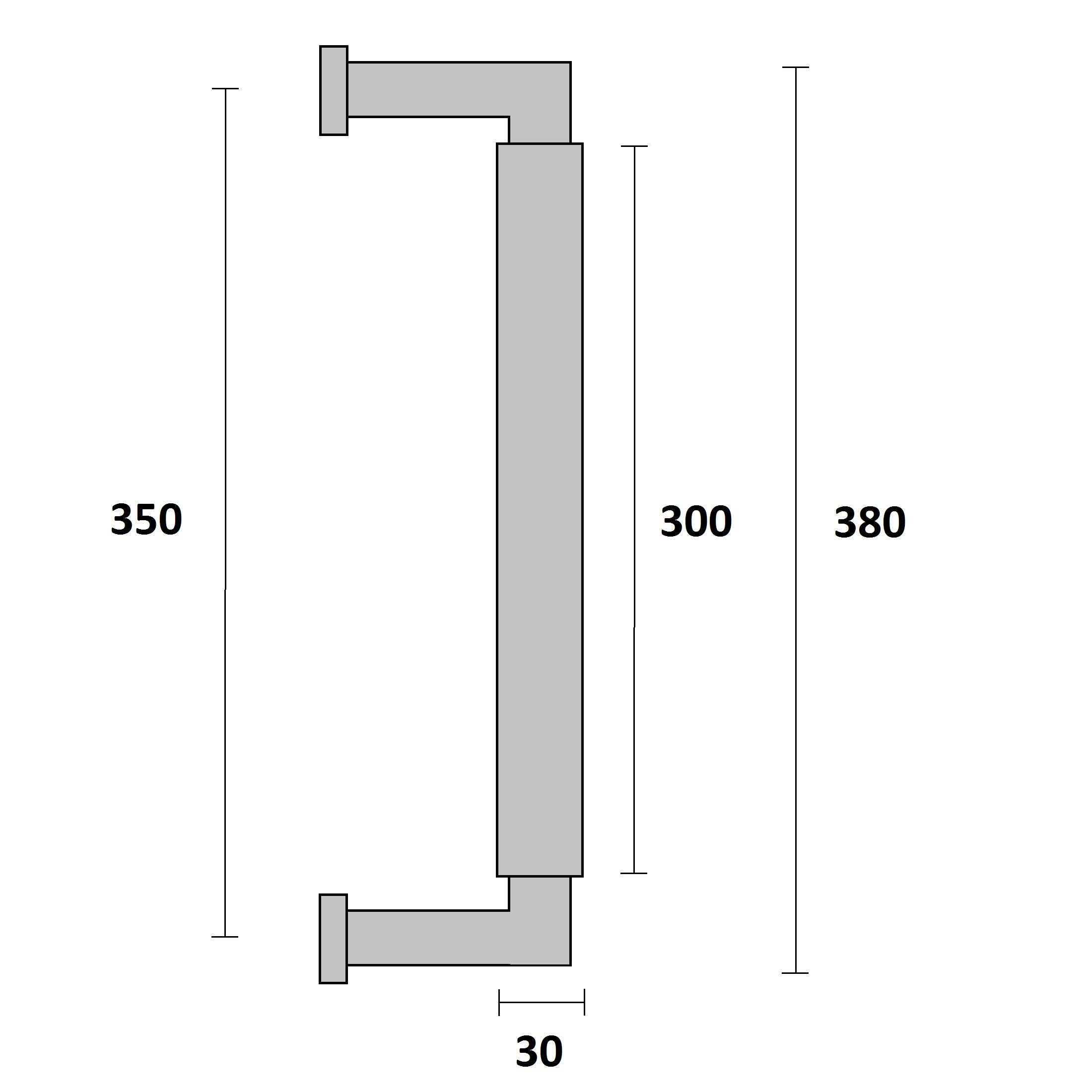 Türbeschläge24 Stoßgriff Griffpaar Bauhaus poliert 350 Stoßgriffpaar, und Lochabstand: für Glastüren, Edelstahl Holz- mm, Edelstahl 