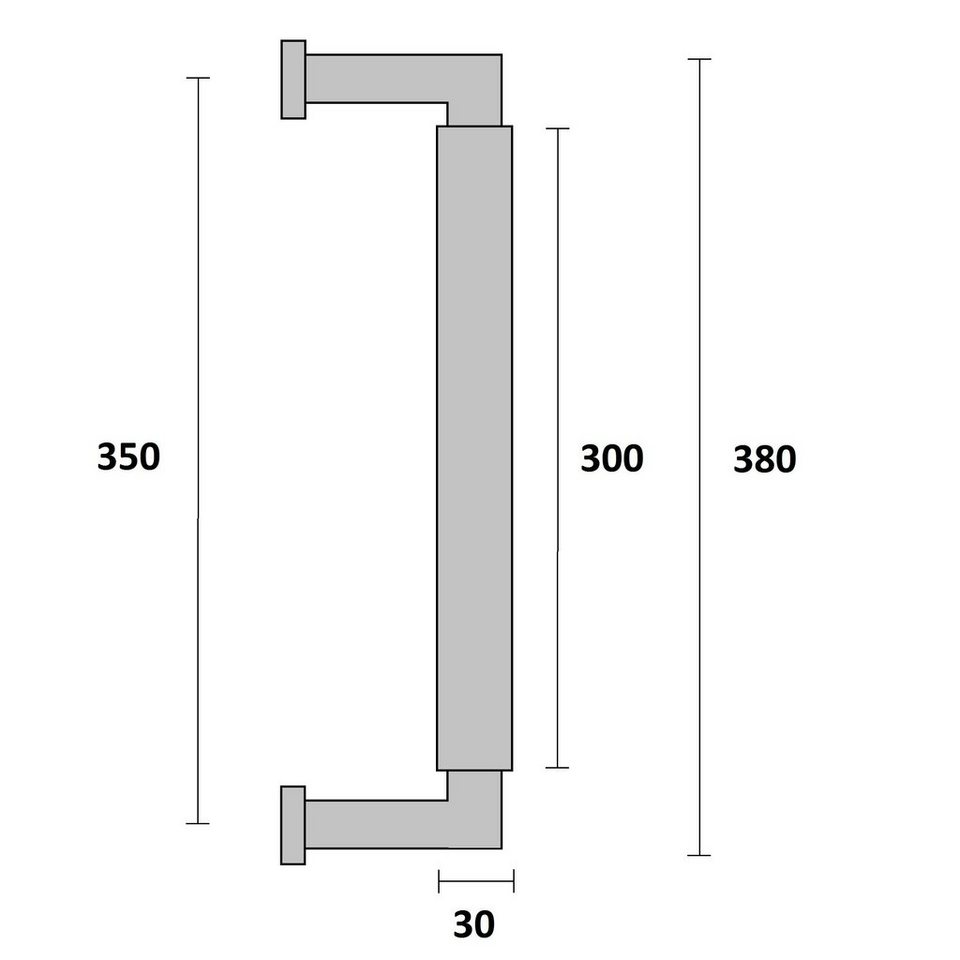 Türbeschläge24 Stoßgriff Griffpaar Bauhaus für Holz- und Glastüren,  Lochabstand: 350 mm, Stoßgriffpaar, Edelstahl / Edelstahl poliert
