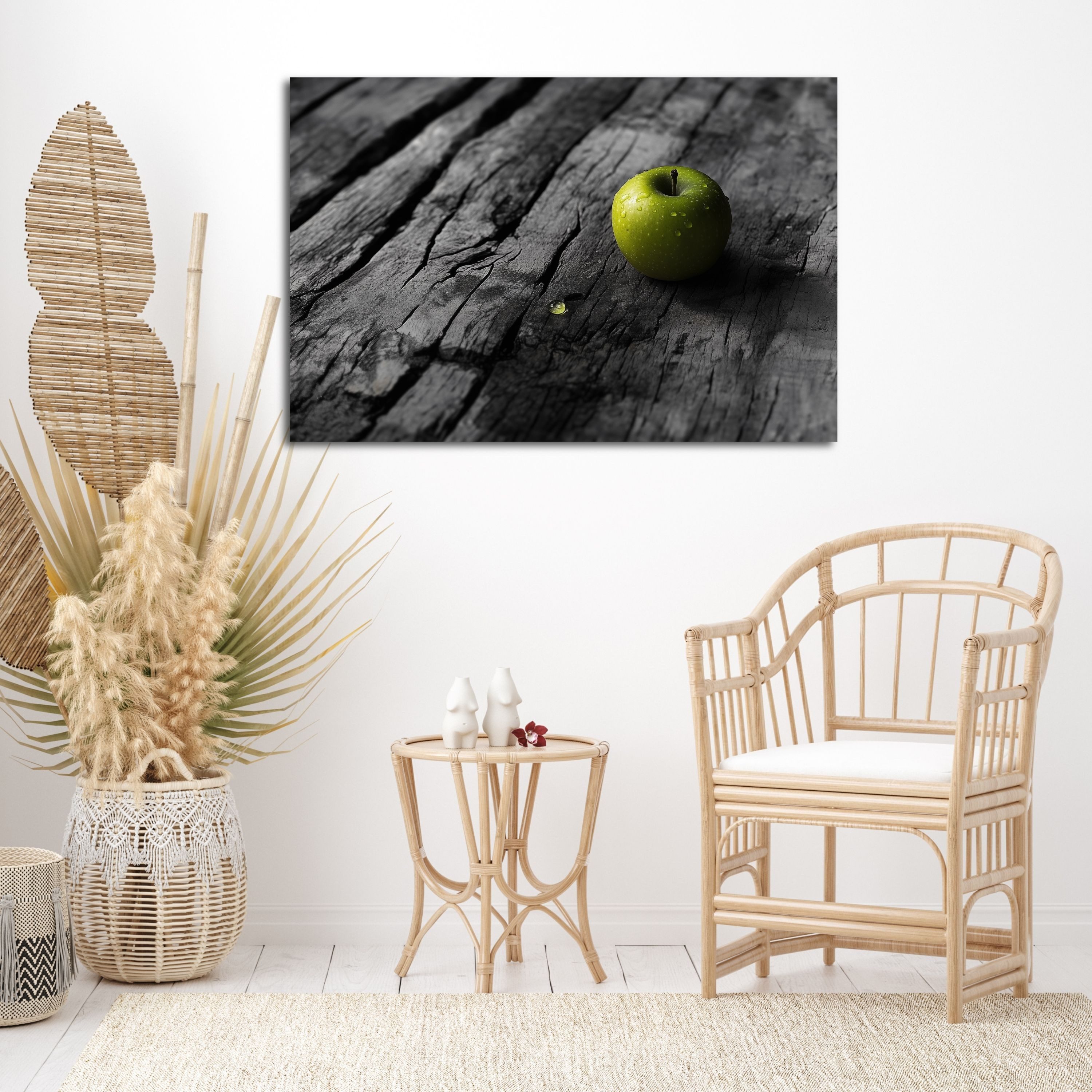 DARO Design Leinwandbild Modern Abstrakt Wandbilder XXL Wandbild Wand Deko Leinwand Bilder, (grüner Apfel - Bild Groß Wohnzimmer Schlafzimmer Küche Esszimmer Einteilig Querformat Fotodruck Leinwände Wanddeko Abstrakte Kunst Boho), 30x20cm